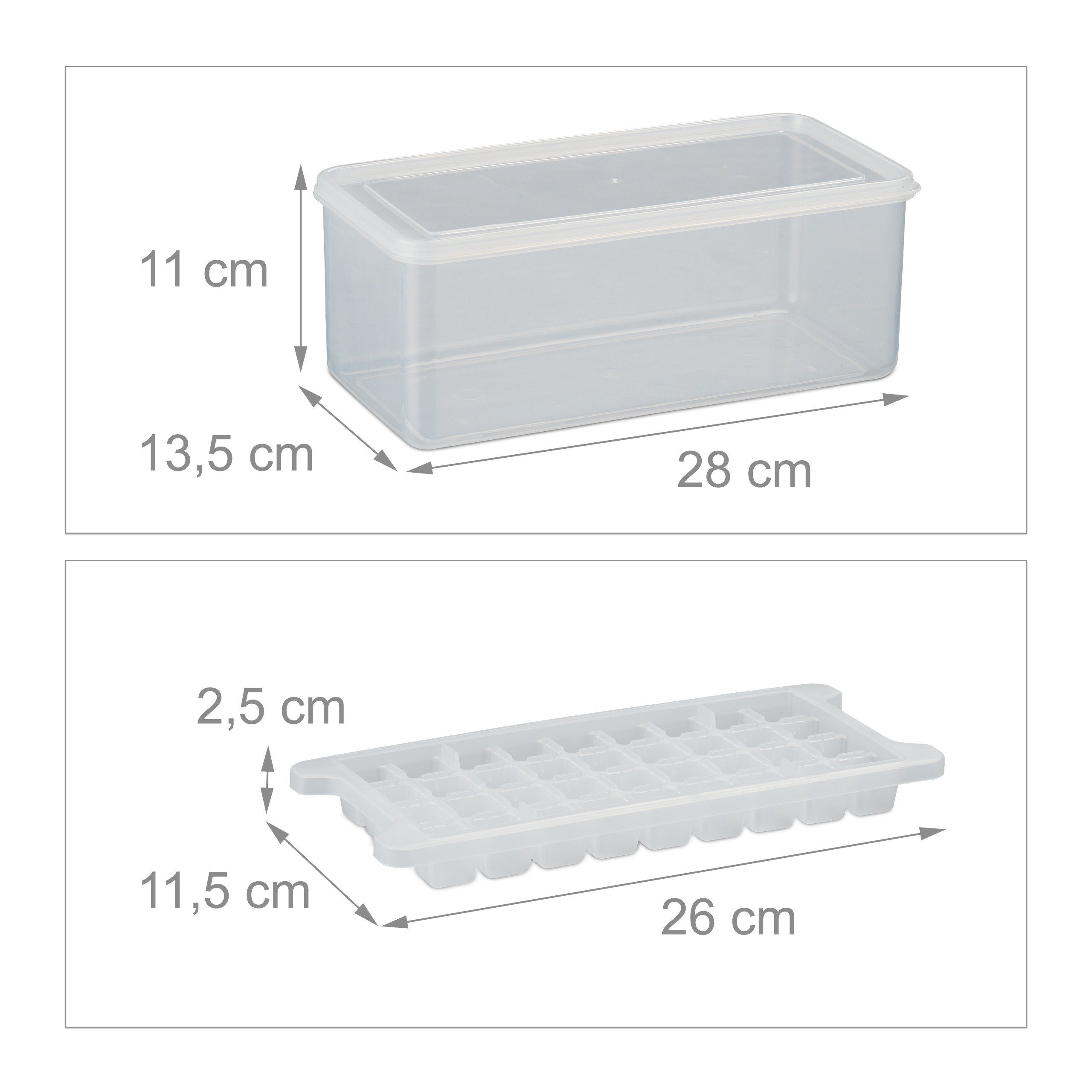 relaxdays Eiswürfelform Eiswürfelform mit Box Deckel und Set