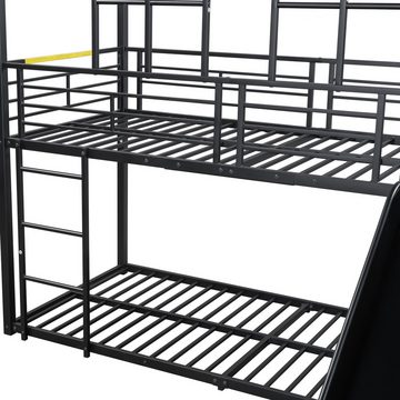 MODFU Etagenbett Eisenrahmenbett mit Schiebetreppe, Hausmodellierung (sicher und langlebig, 90*200cm, Etagenbett, Hausmodellierung, ausgestattet mit Rutsche), ohne Matratze
