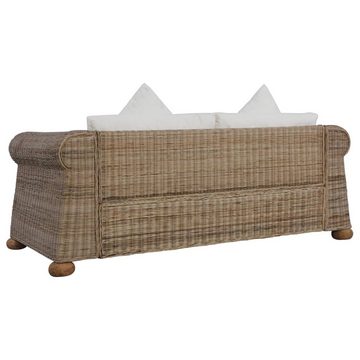 vidaXL Sofa 2-Sitzer-Sofa mit Auflagen Natur Rattan Couch