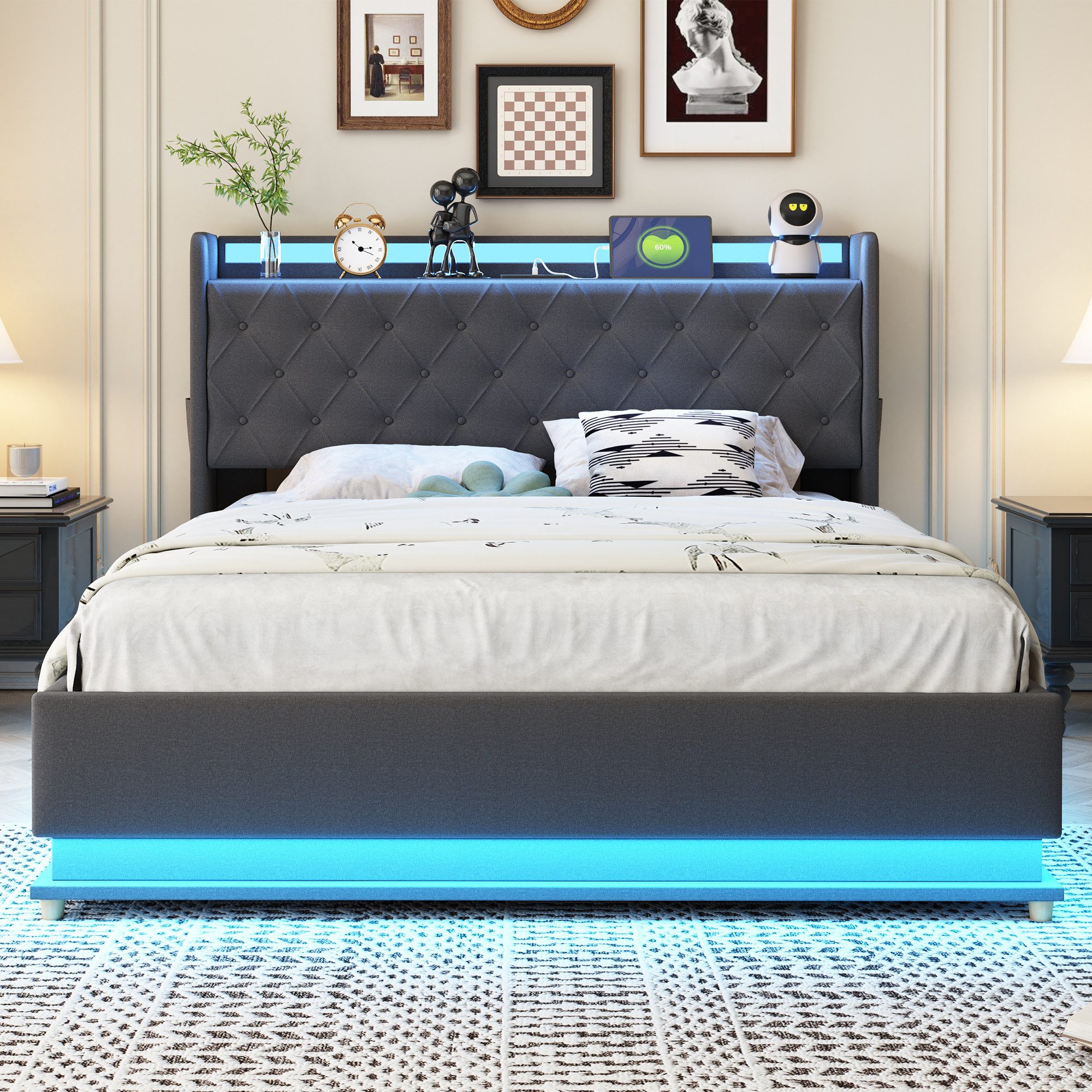 OKWISH Polsterbett Funktionsbett mit USB-Ladeanschluss und günstig online kaufen