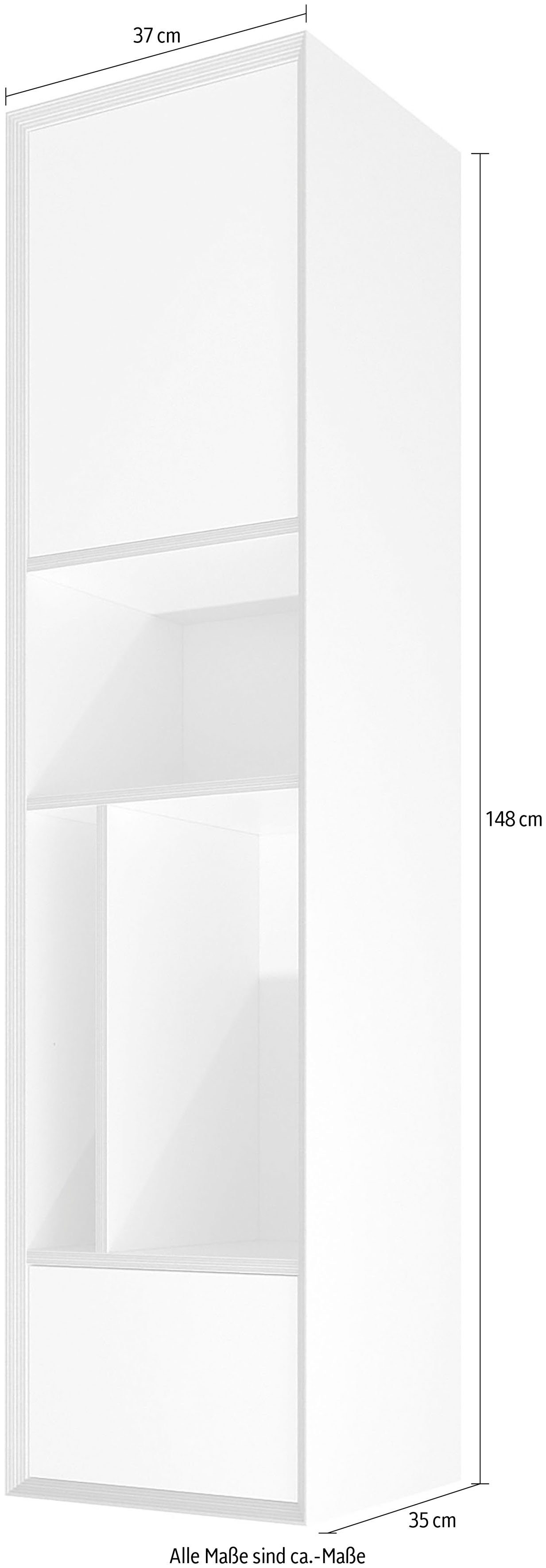 SMALL Wohnwand VERTICO kombinierten LIVING Serie Müller Hochschrank VERTICAL Mehrzweckschrank einer zur weiß Vertiko, zum ONE Bau