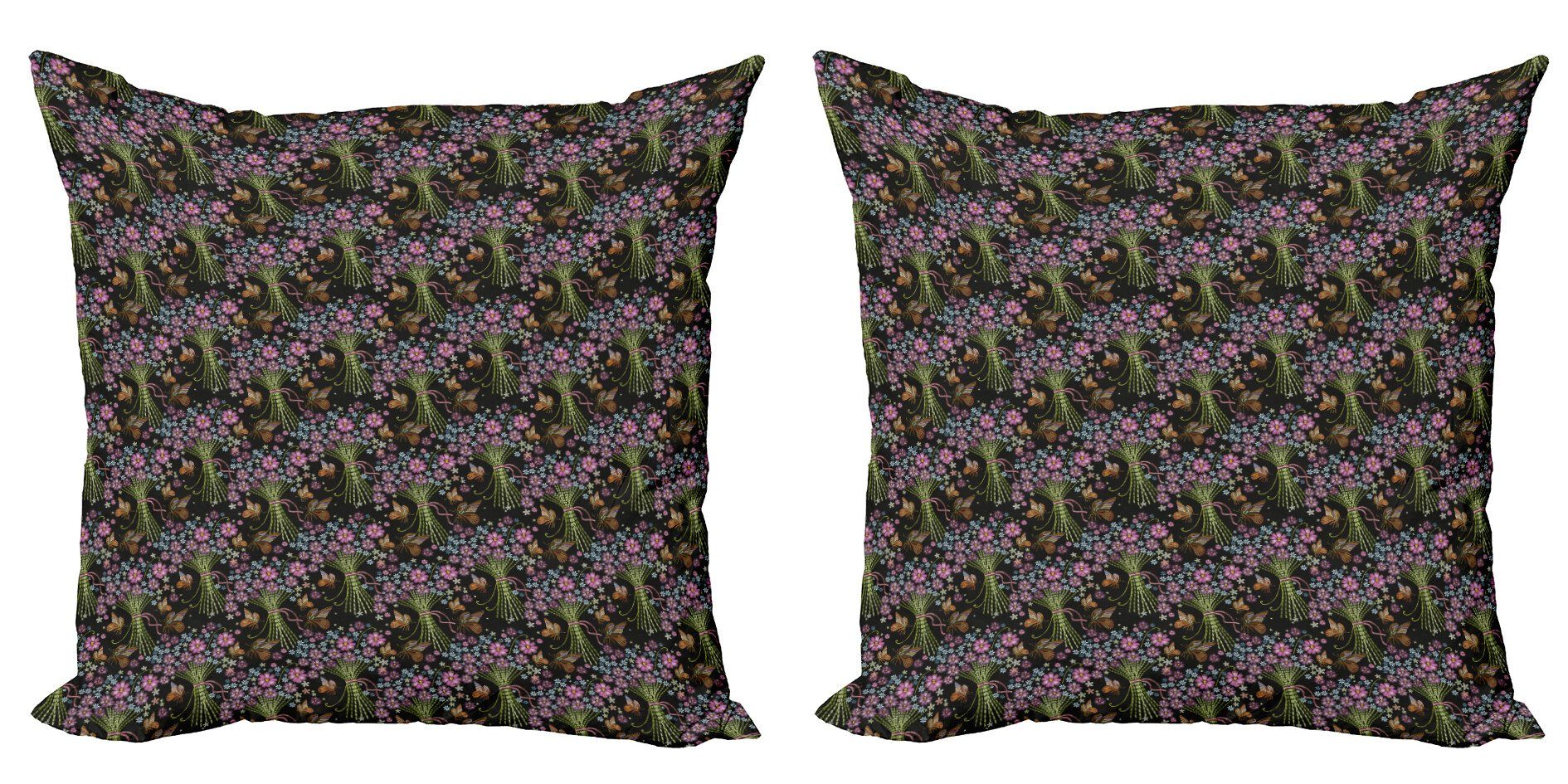 Kissenbezüge (2 Accent Schmetterlinge Blumenstrauß Digitaldruck, Jahrgang Doppelseitiger und Modern Abakuhaus Stück),