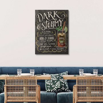 Posterlounge Holzbild Lily & Val, Dark and Stormy Rezept (Englisch), Bar Illustration