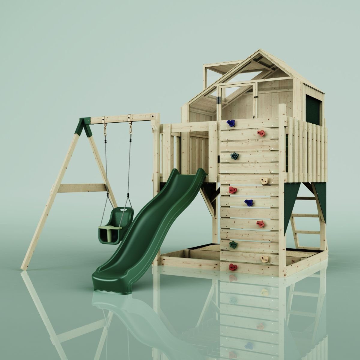 PolarPlay Spielturm Madita, Smaragdgrün - Babyschaukel