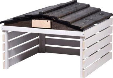 dobar Mähroboter-Garage, BxTxH: 78,5x74x52,5 cm, für Mähroboter, mit abnehmbarem Dach, weiß/schwarz