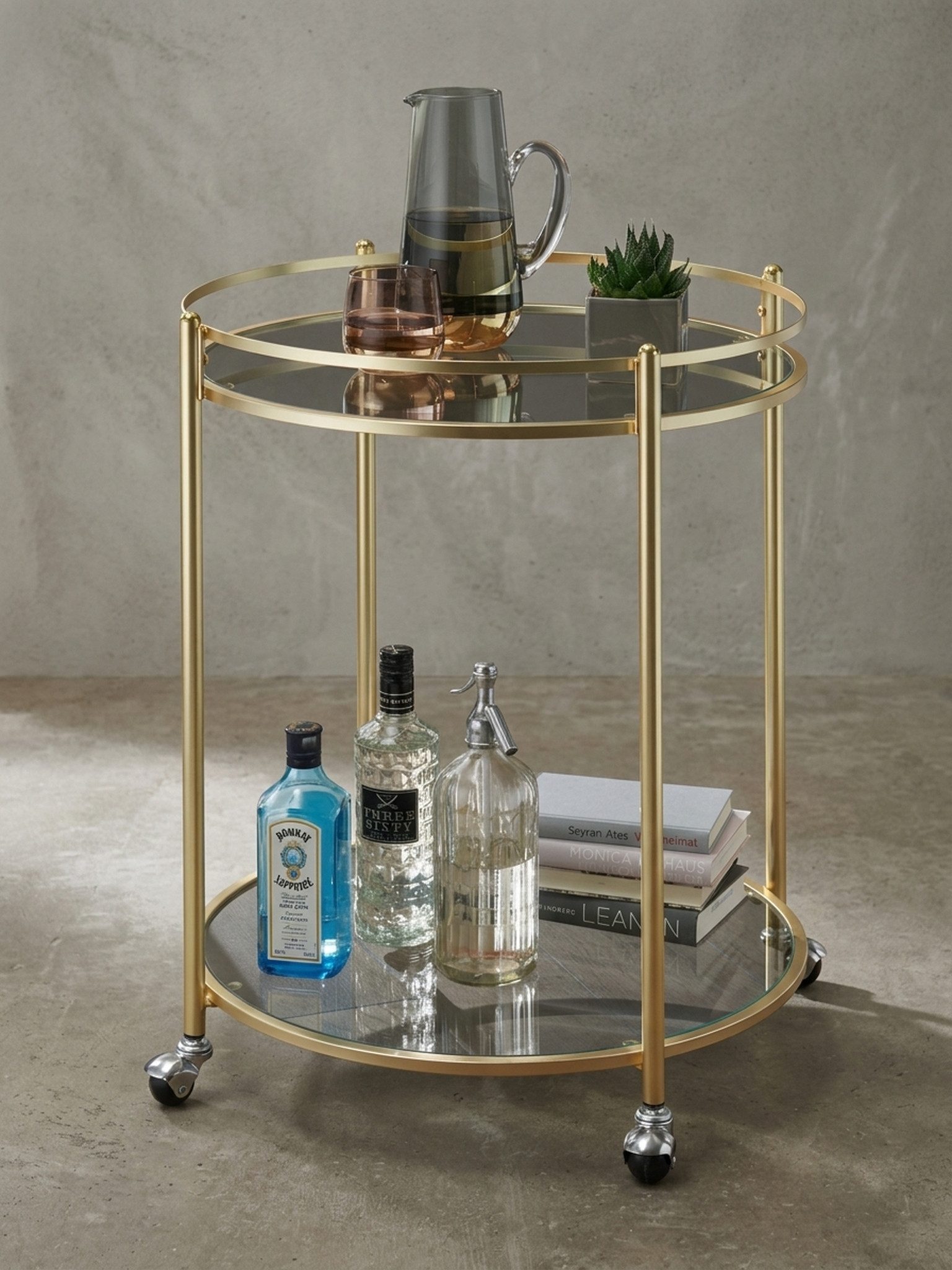 KADIMA DESIGN Servierwagen Mobiler Rollwagen aus Glas, ideal für Zuhause & Garten