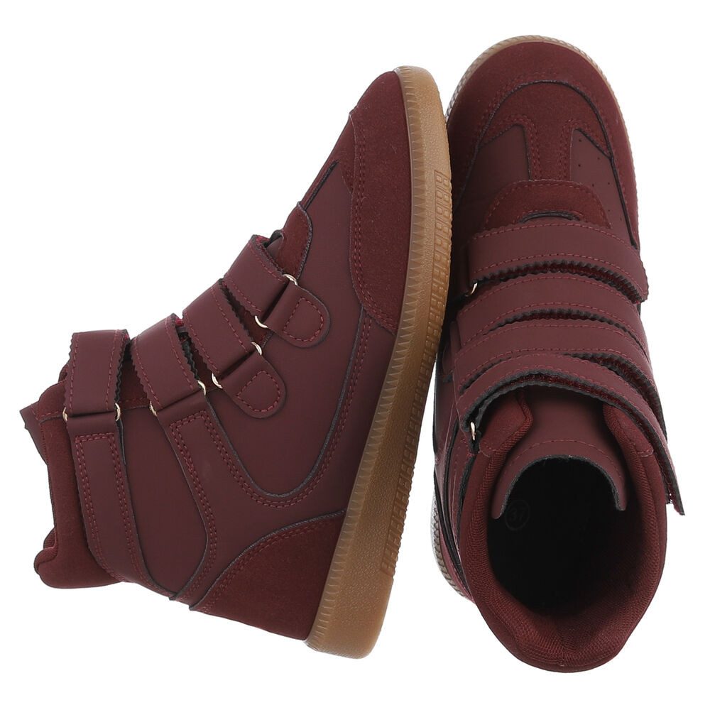 Ital-Design Klettverschluss Sneaker für Damen – Komfortabel und Stilvoll Sneakerboots (90542813) Keilabsatz/Wedge Sneakers High in Weinrot