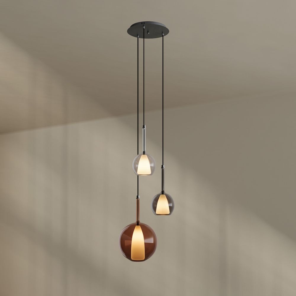 s.luce Pendelleuchte Belluna Galerieleuchte 3-flammig Ø 40cm Baldachin Mehrfarbig