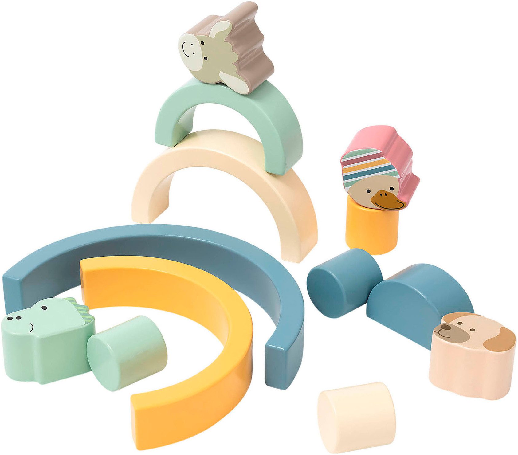 Sterntaler® Regenbogen Holzbausteine blau Spielbausteine, FSC® - schützt Wald - weltweit