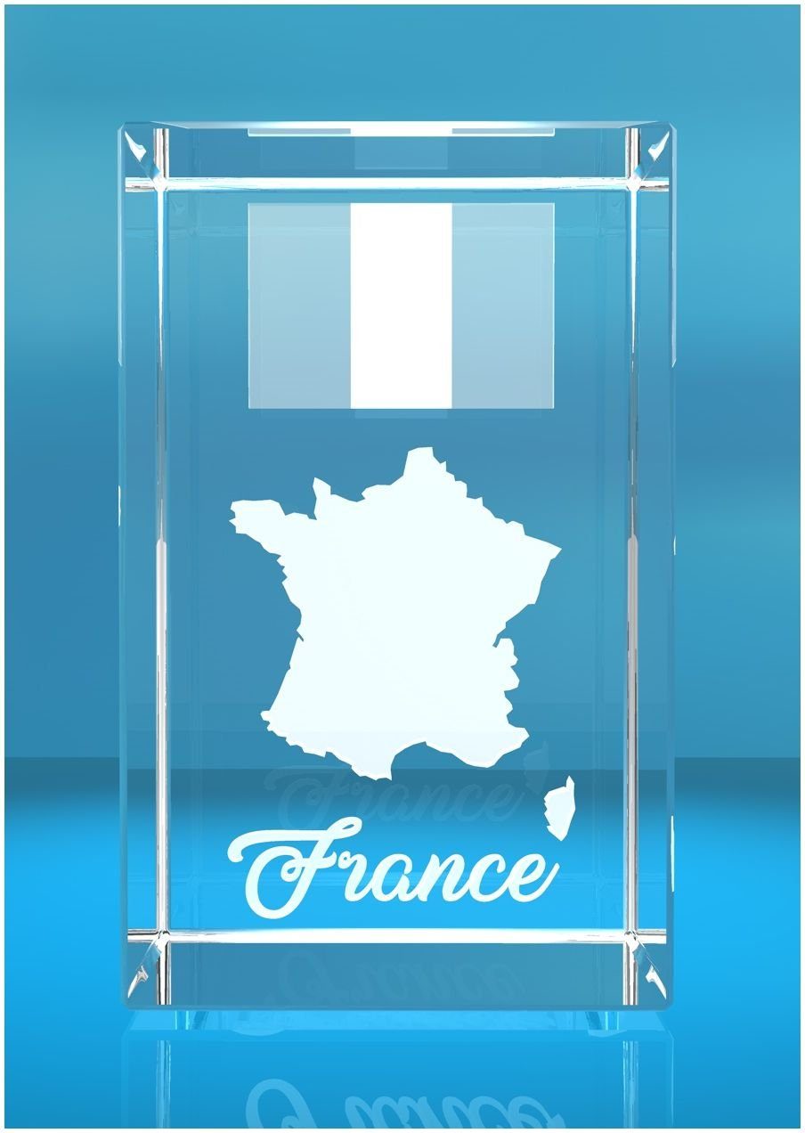 VIP-LASER Dekofigur 3D Glasquader I Frankreich, Hochwertige Geschenkbox, Made in Germany, Familienbetrieb