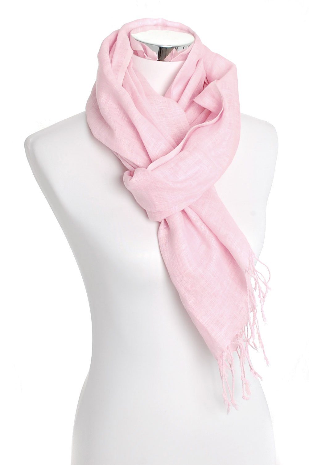 Bovari Schal Leinen Schal für - atmungsaktiv rosa und aus – Ganzjahres-Schal leicht Damen 100% – Fransen-Schal und Herren Leinen