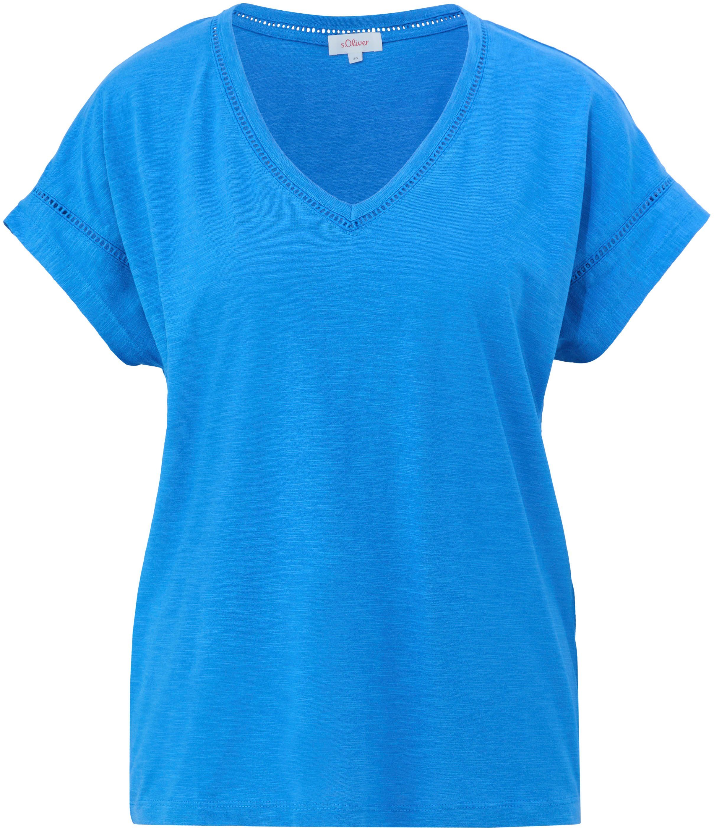 s.Oliver blue T-Shirt Zierborte mit