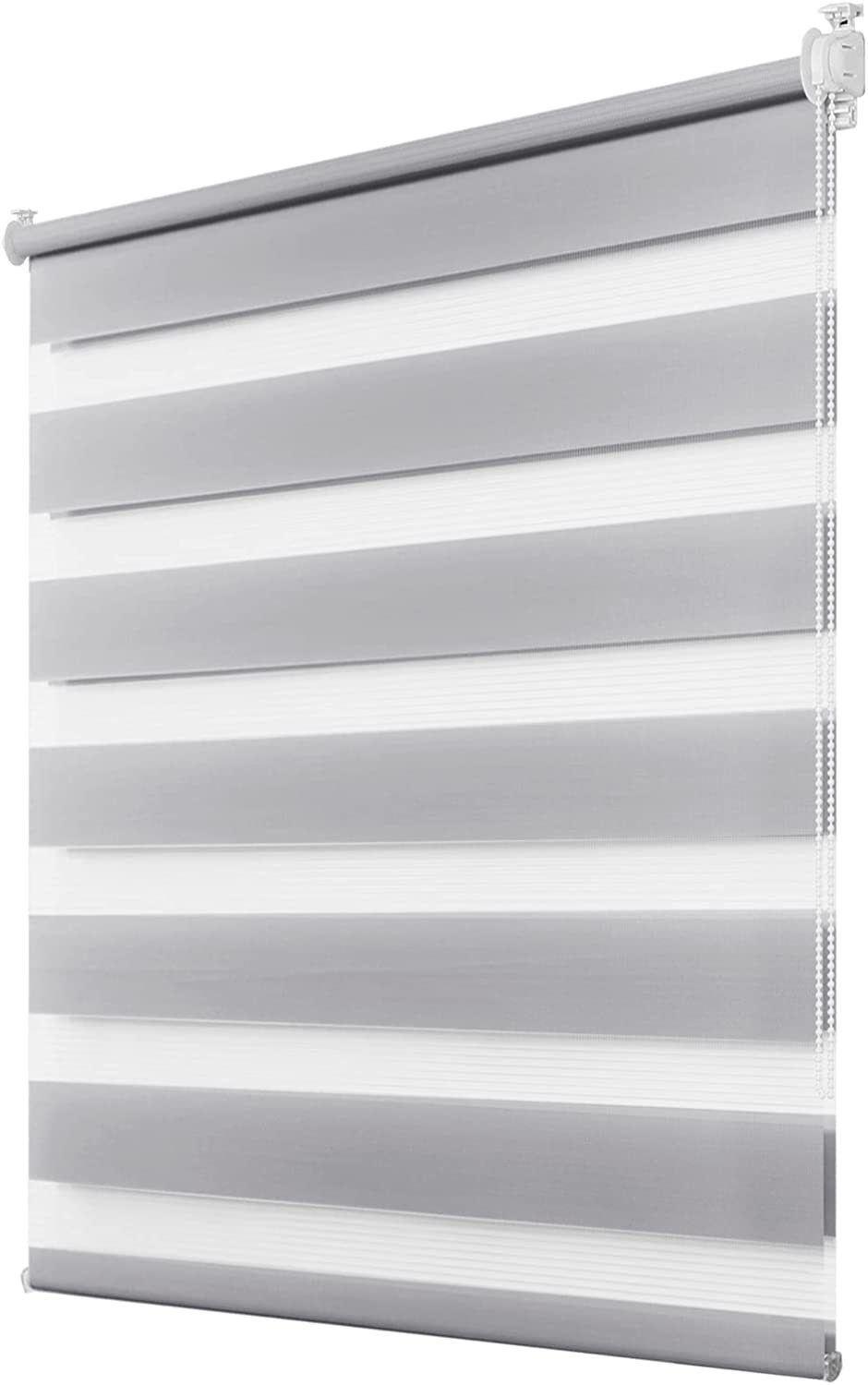 Doppelrollo Fensterrollos Ohne Bohren, Vkele, 130cm/160cm, klemmfix,klemmträger, Sonnenschutz, Lichtdurchlässig und Verdunkelnd. Grau