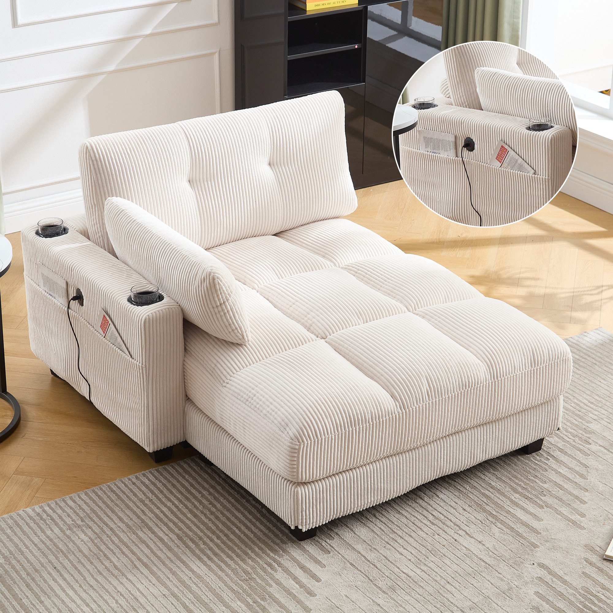 KLAM HOME Schlafsofa Ecksofa Palmensessel Relaxsofa Polstermöbel mit 2Beche günstig online kaufen