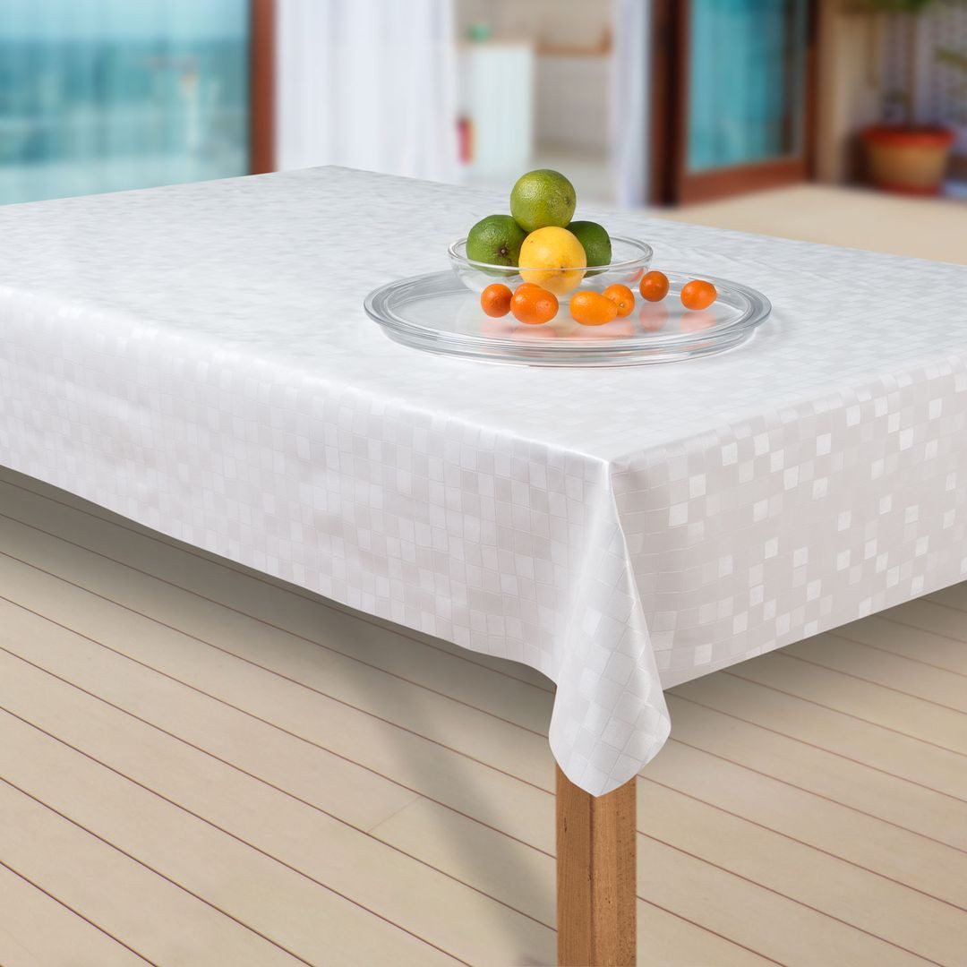 laro Tischdecke Wachstuch-Tischdecken Damask glanz weiss rechteckig