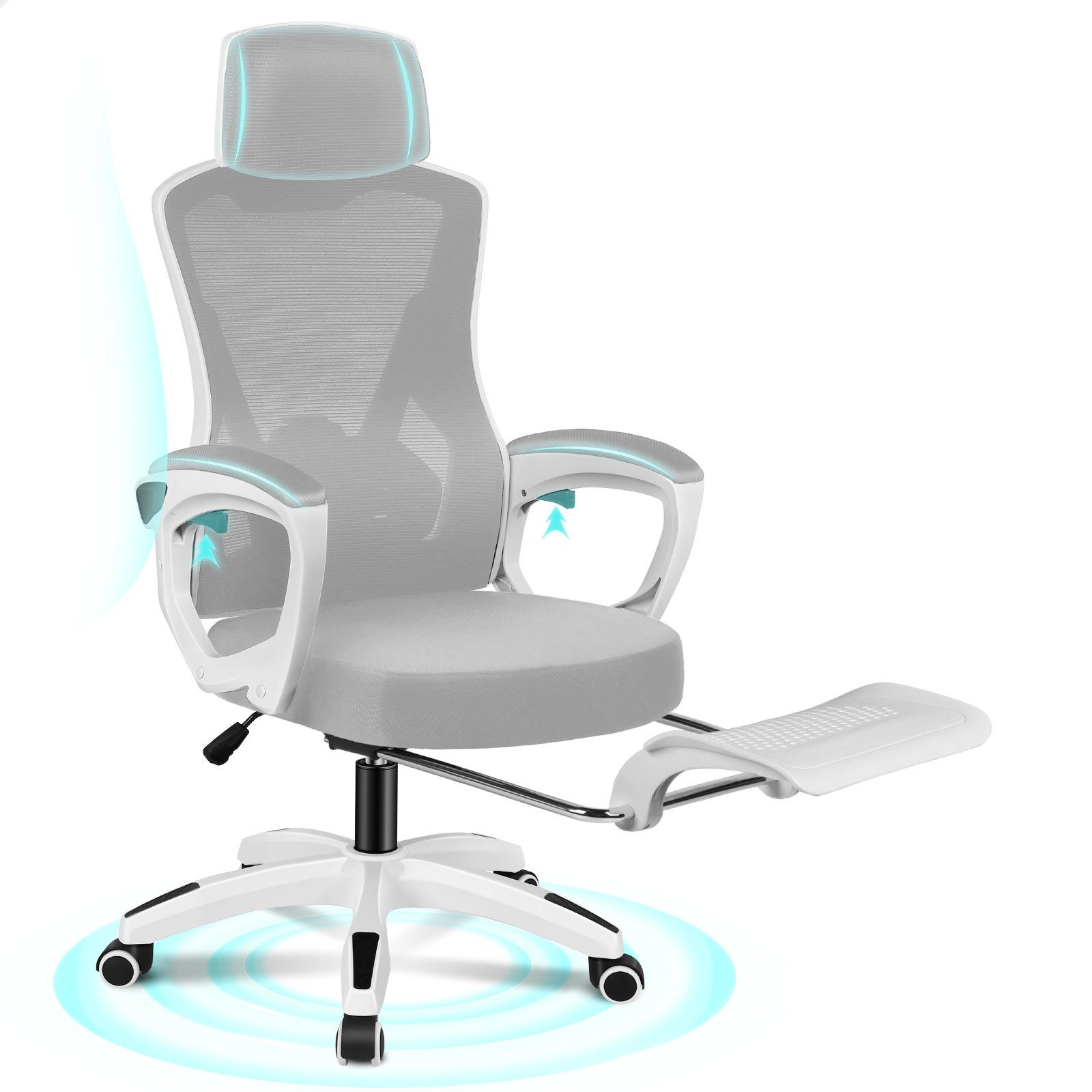 ALFORDSON Bürostuhl Hochlehner-Bürodrehstuhl mit Rollen, Lendenwirbelstütze günstig online kaufen