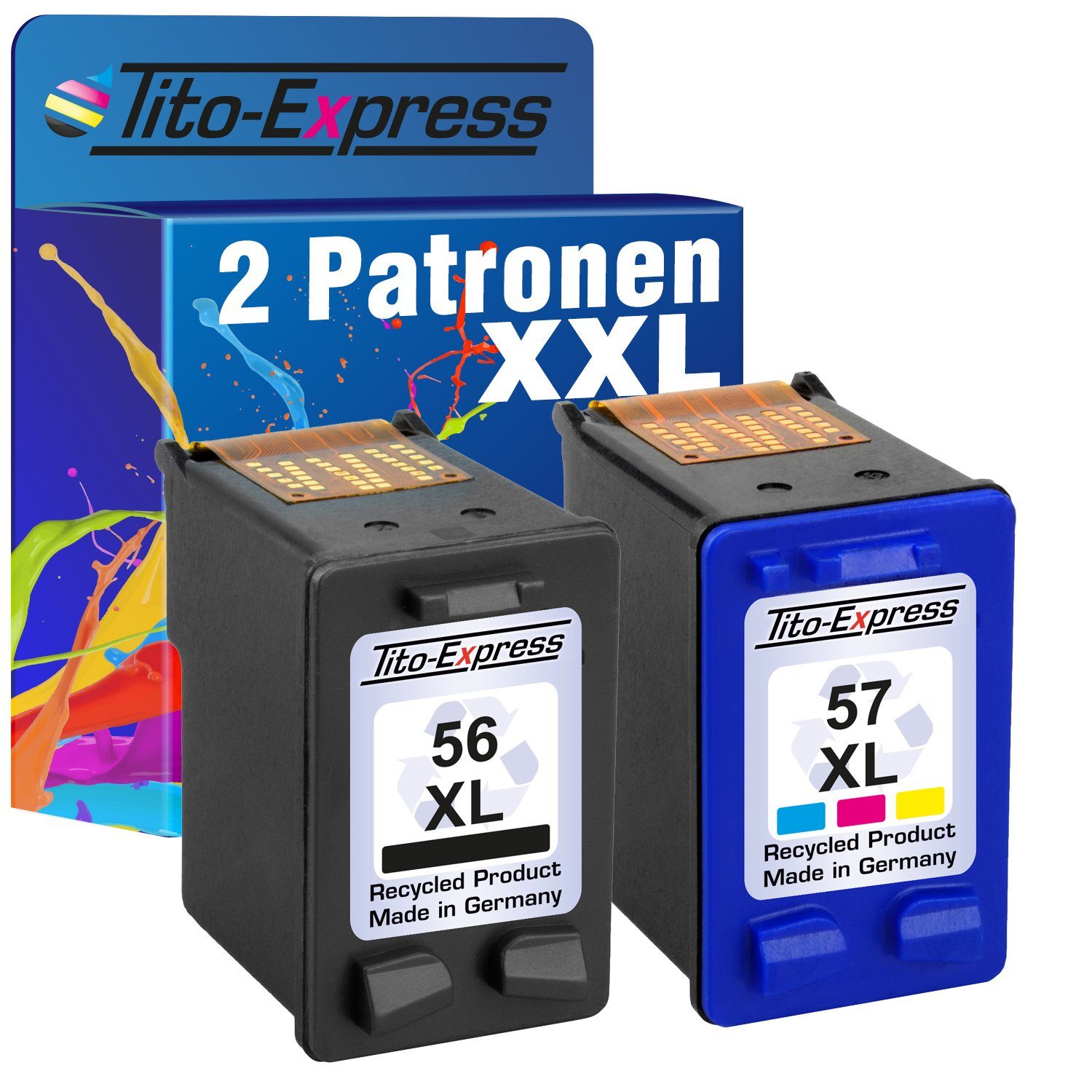 Tito-Express 2er Set ersetzt HP 56 XL & HP 57 XL Tintenpatrone (für 1210 1215 1216 1315 1350 2105 2110 2175 2210 4212 4215 4255 5150)