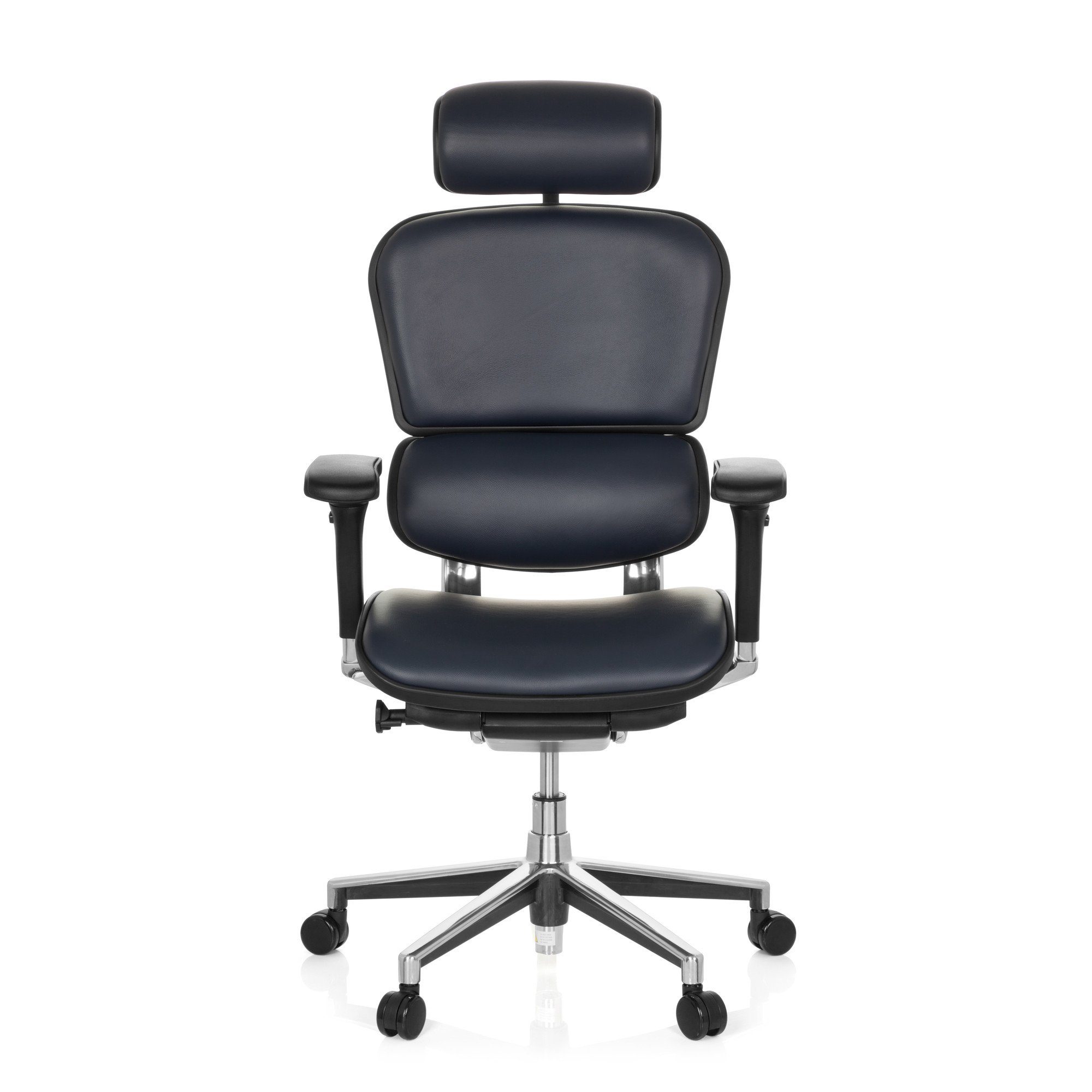 hjh OFFICE Drehstuhl Luxus Chefsessel ERGOHUMAN Leder (1 St), Bürostuhl ergonomisch Dunkelblau