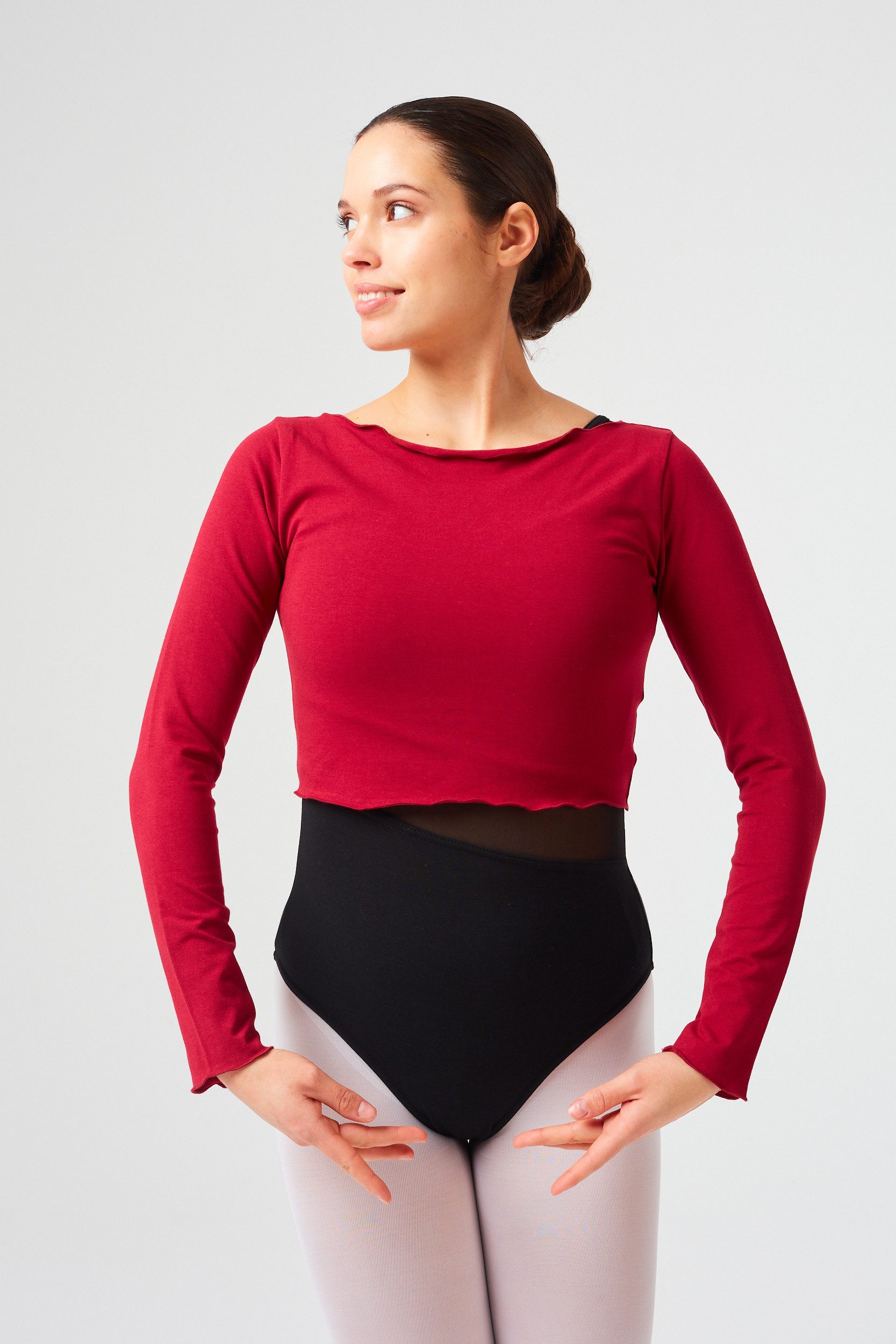 tanzmuster Crop-Top Damen Tanz-Top Aylin aus weichem Baumwollmischgewebe Aufwärm Oberteil fürs Ballett