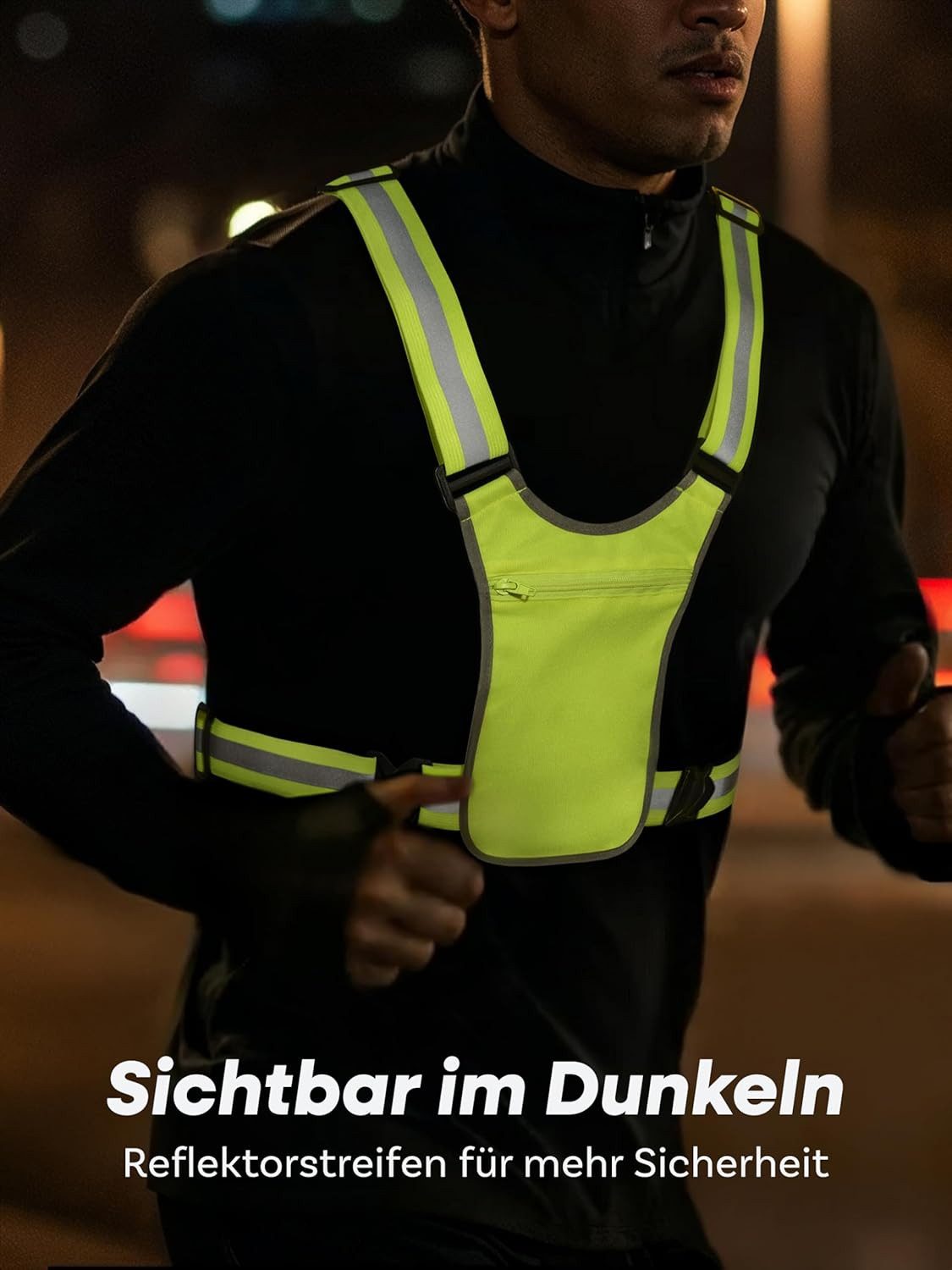 Prowiste Warnweste Reflektierende Sicherheitsweste Herren & Damen – 360 – Fronttasche (Einzelartikel, 1-tlg., Einzelartikel) 360° Sichtbarkeit - Fronttasche – Verstellbare Gurte – auch zum Laufen