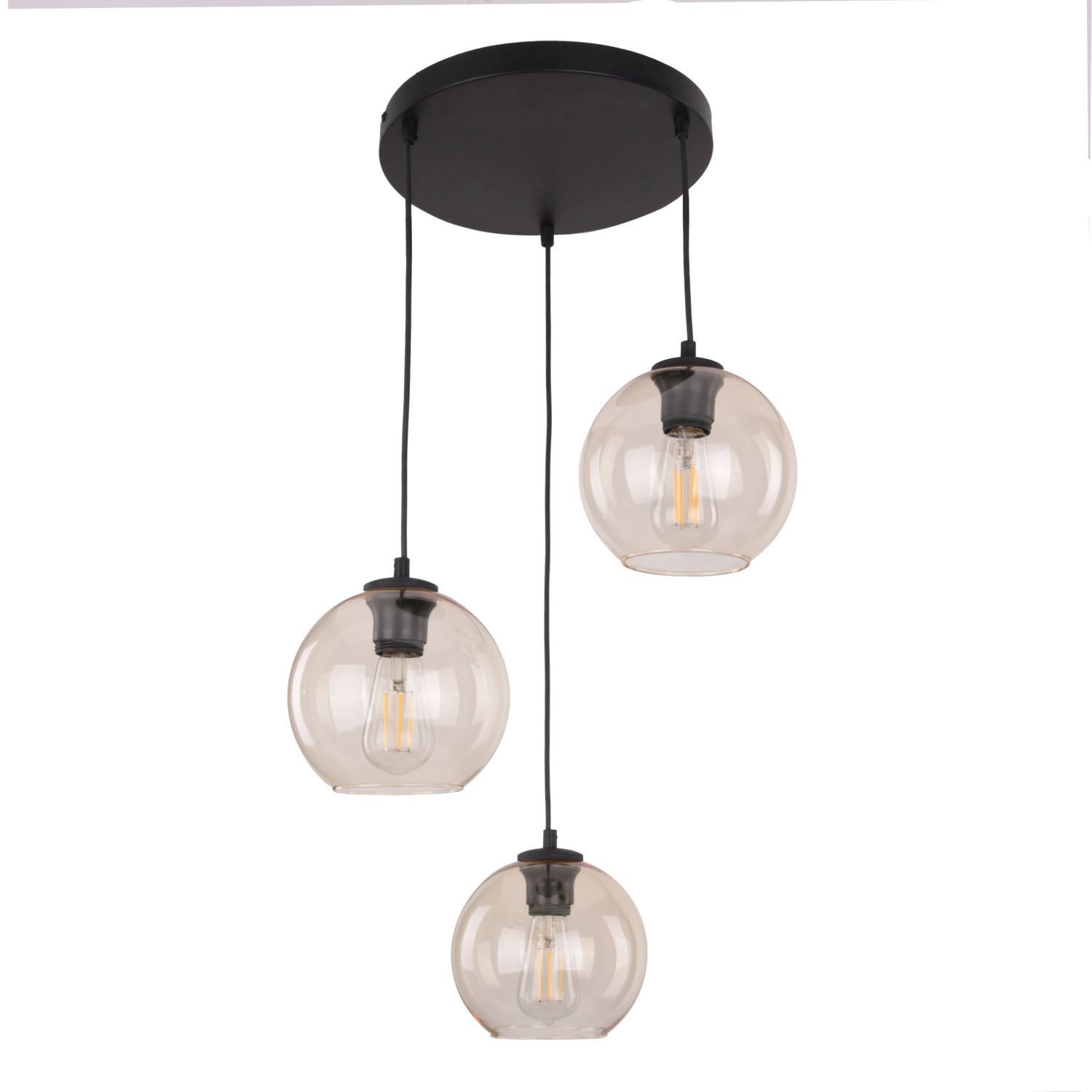Licht-Erlebnisse Pendelleuchte KALETE, ohne Leuchtmittel, Rauchglas Metall E27 B: 50 cm H: max. 110 cm Schwarz Bernstein Modern
