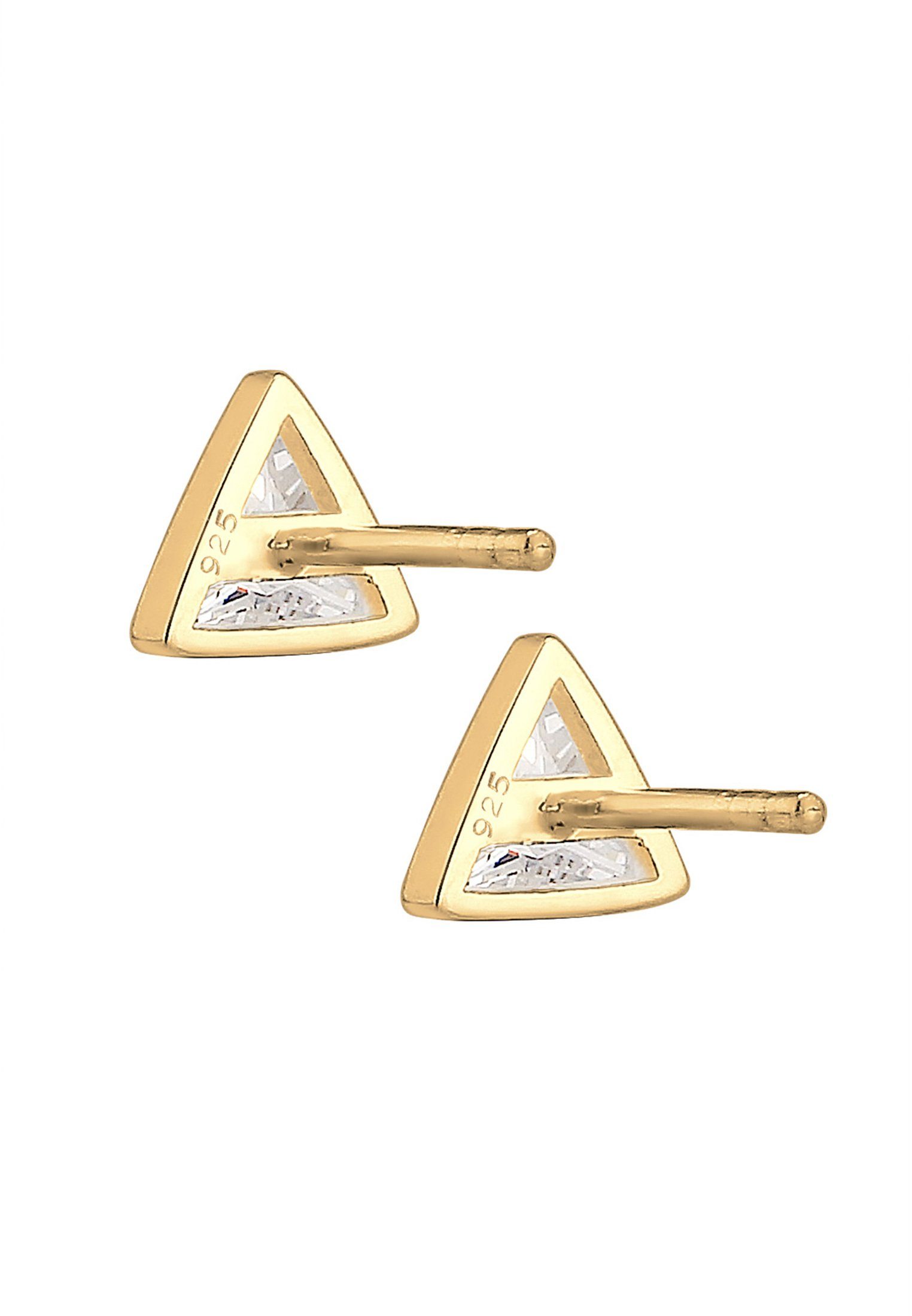Elli Paar Gold Geo Silber 925 Dreieck Ohrstecker Triangle Zirkonia Stecker