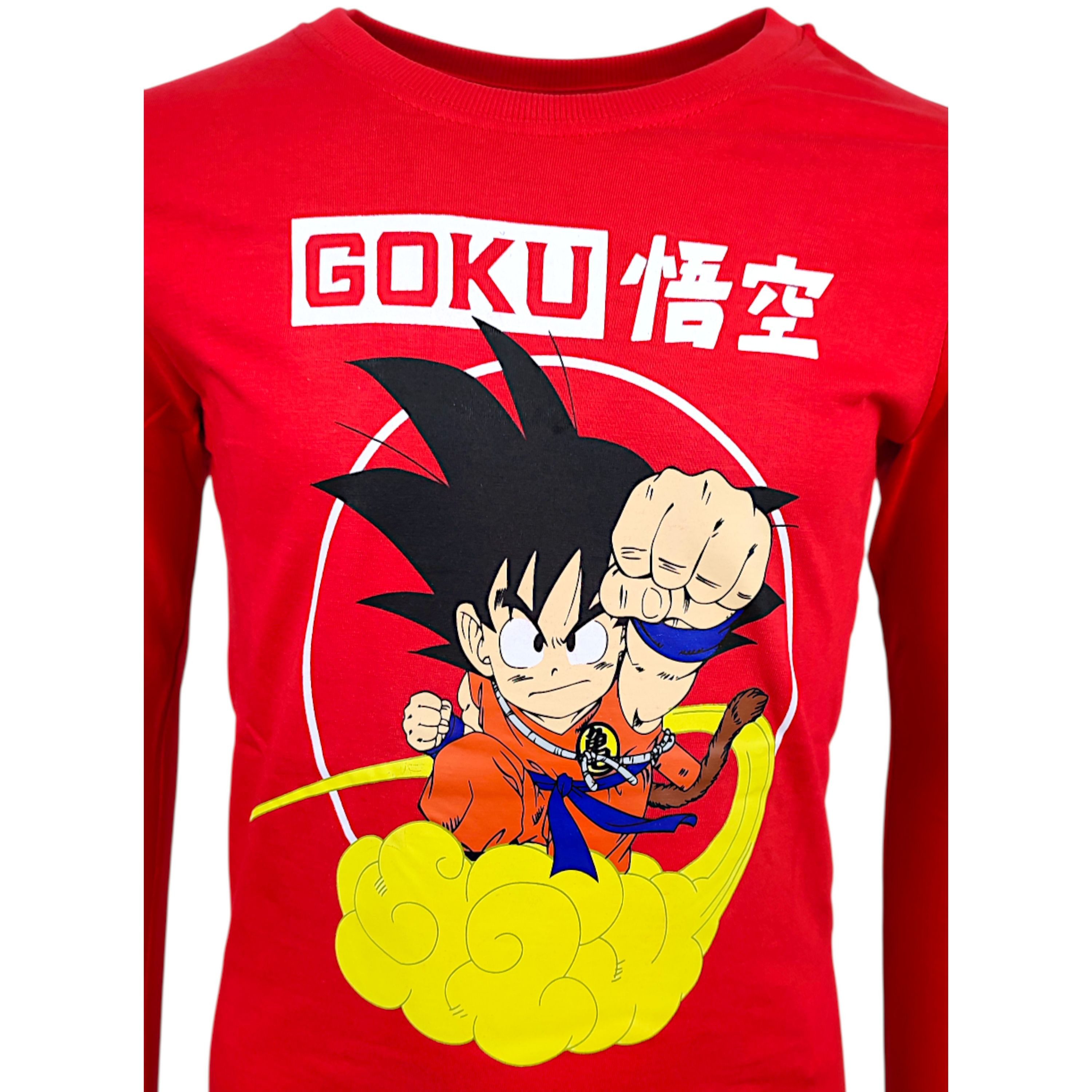 Dragon Ball Langarmshirt Son Goku Jungen Shirt aus Baumwolle Gr. 104 - 152 cm