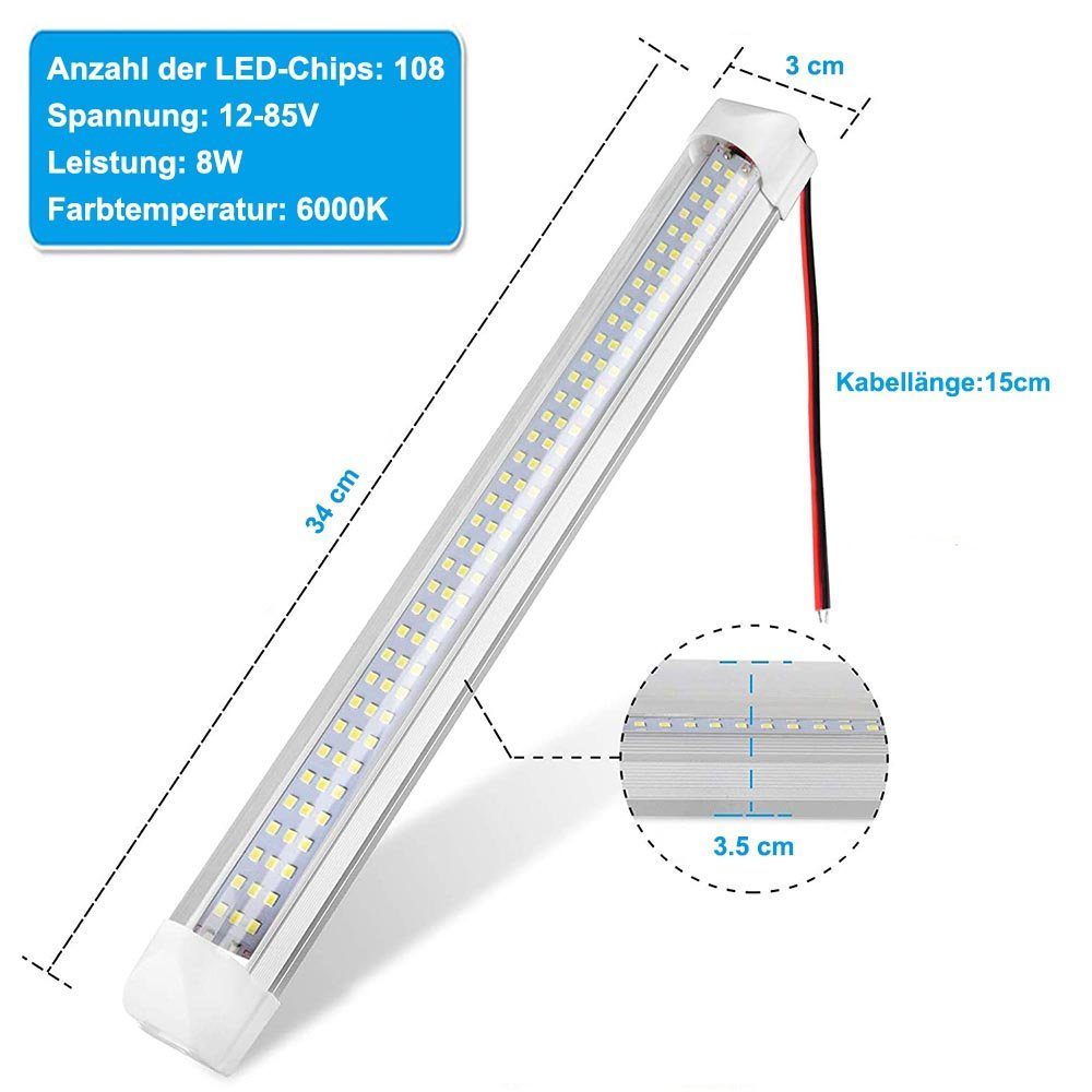 LEDs, Leuchtröhre, Caravan Shell 108 Bus für Rosnek RV, Van Camp Truck LED-Lichterkette Light Ein/Aus-Schalter, Auto-Innenleuchte;