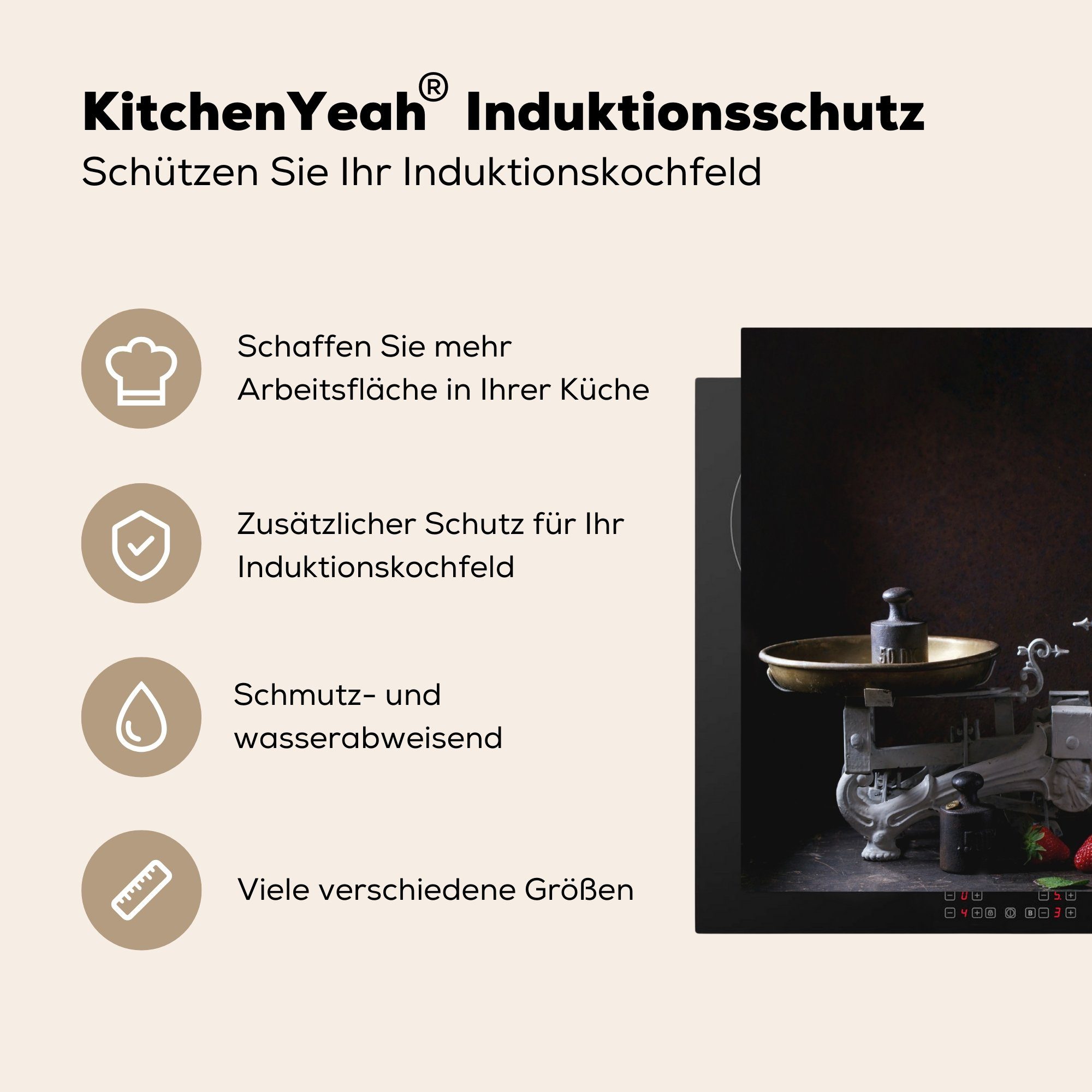 Obst Vinyl, 58x51 (1 Induktionskochfeld Herdblende-/Abdeckplatte - - Kochen, Küchenutensilien MuchoWow cm, für Induktionsherd, Küchen Dekoration tlg),