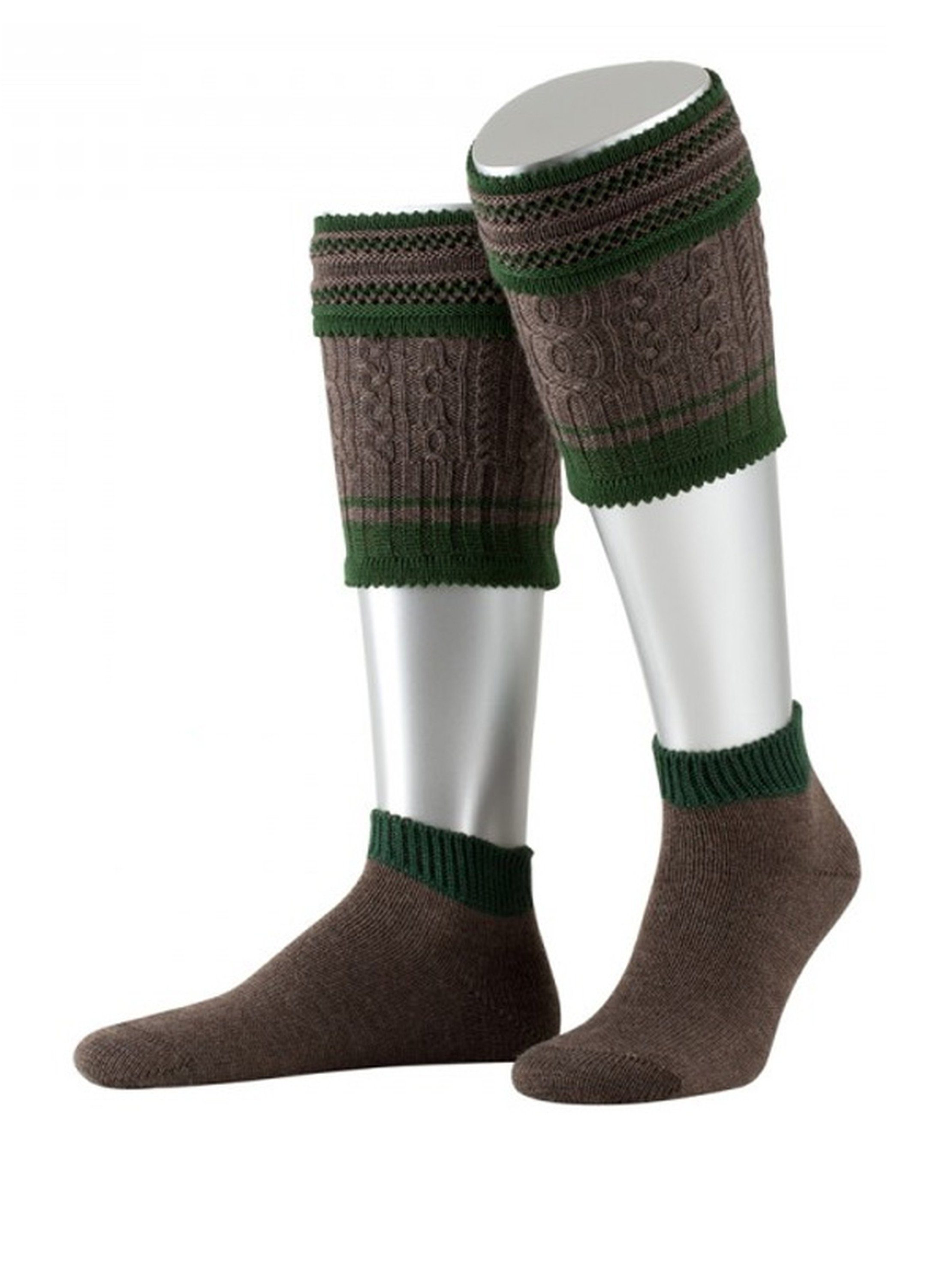 Almbock Trachtensocken Trachten Loferl rustikal handgestrickt (1-Paar) braun-tanne