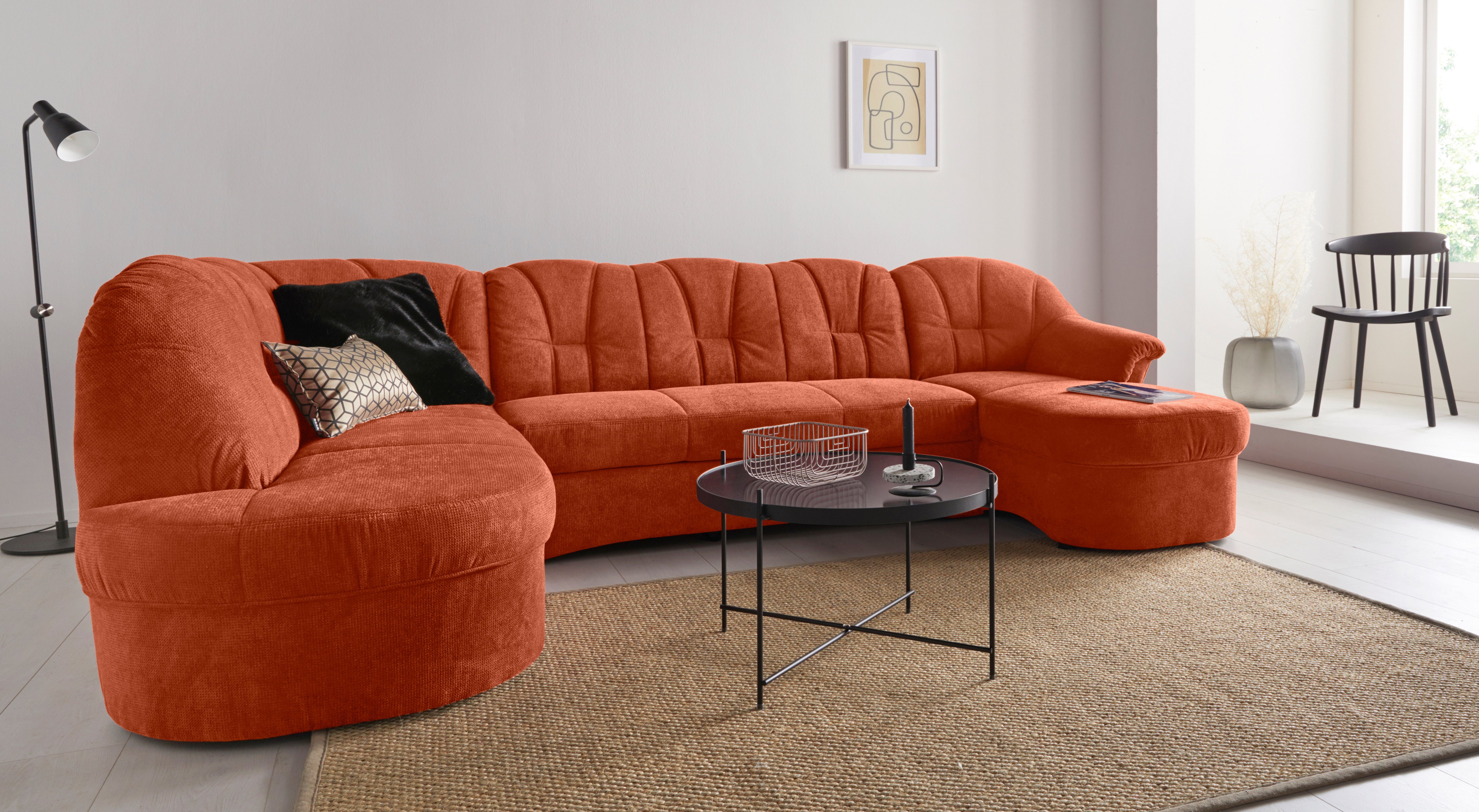 DOMO collection Wohnlandschaft Papenburg U-Form, in großer Farbvielfalt, wahlweise Bettfunktion, frei im Raum stellbar