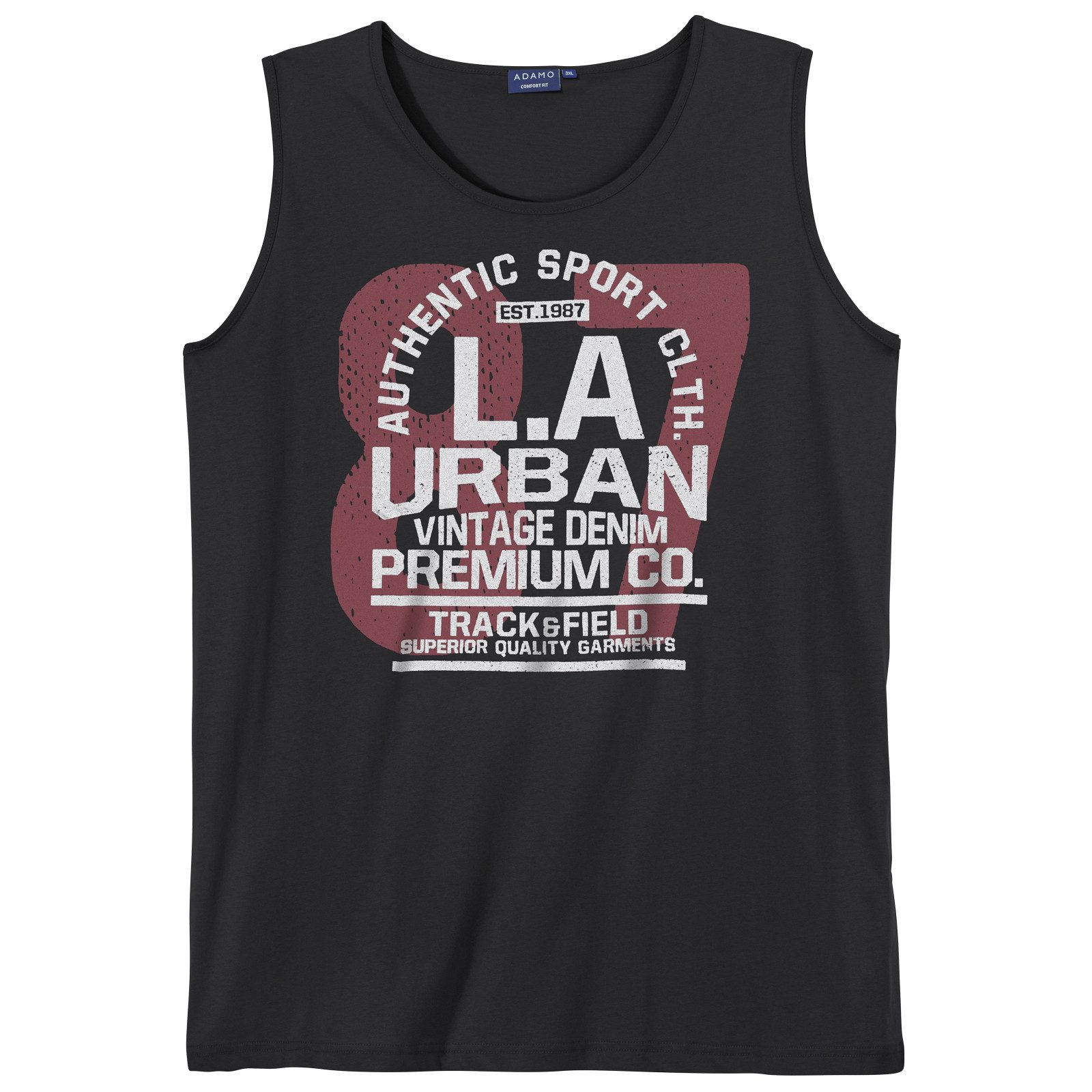 ADAMO Rundhalsshirt Adamo XXL Tanktop schwarz L.A Urban Frontprint