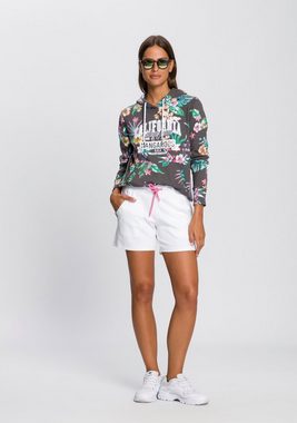 KangaROOS Kapuzensweatshirt mit coolem Floral-Alloverprint & Logo-Print im College-Look