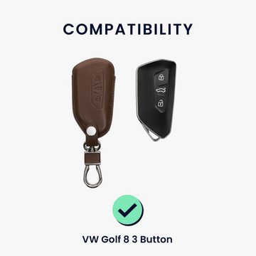 kwmobile Schlüsseltasche Autoschlüssel Hülle für VW Golf 8 (1-tlg), Leder Schutzhülle Schlüsselhülle Cover - Schlüssel Case