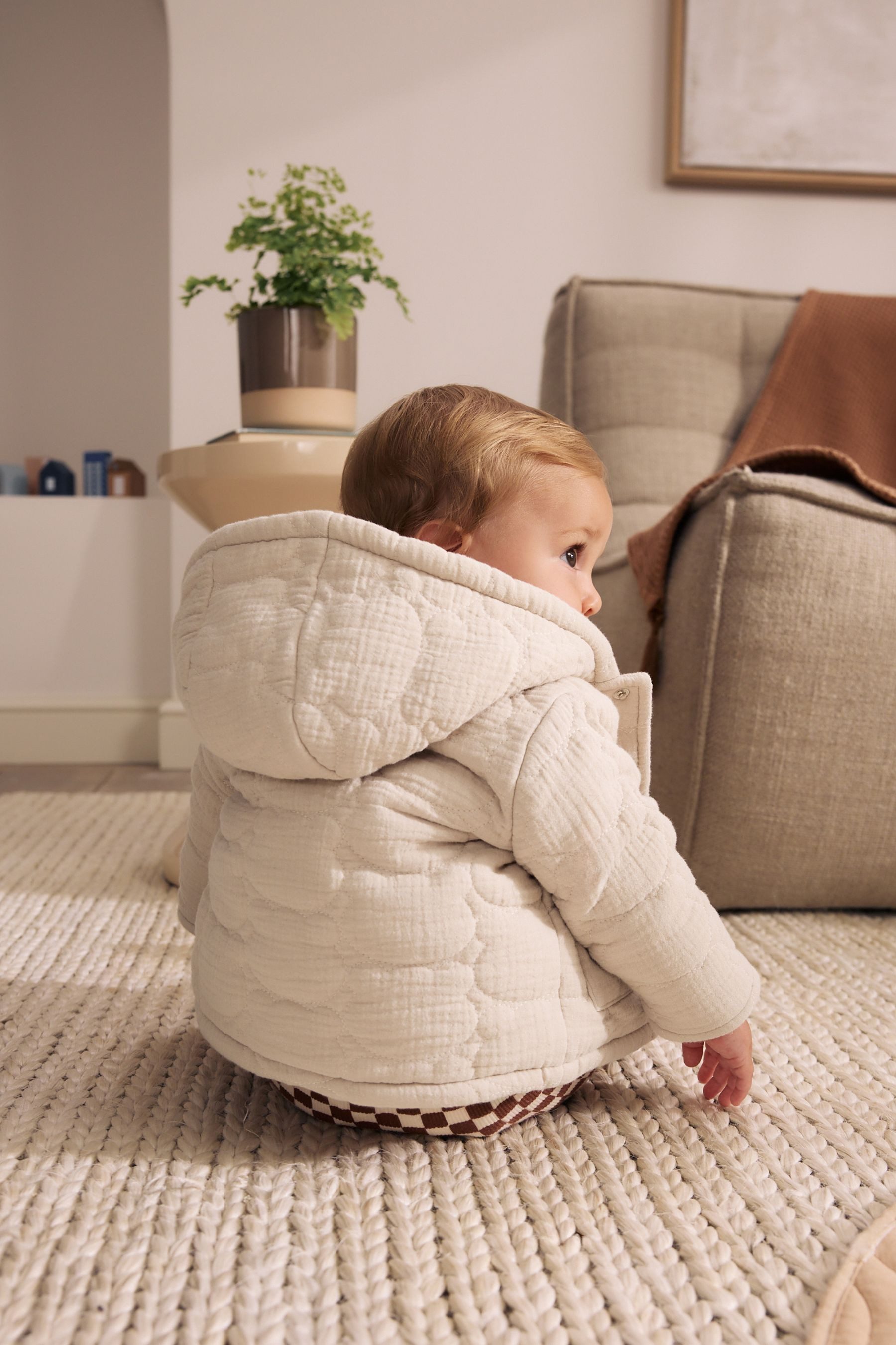 Next Steppjacke Baby Steppjacke in Knitteroptik mit Bär-Gesicht (1-St)
