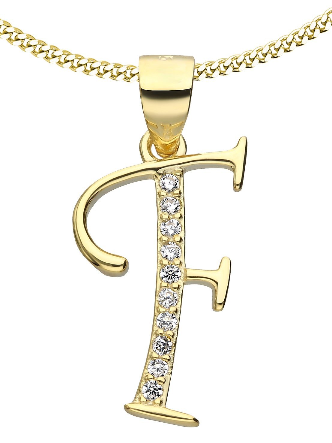 Kette mit Anhänger Buchstabe F 925 Silber goldene Halskette Geschenke für Frauen