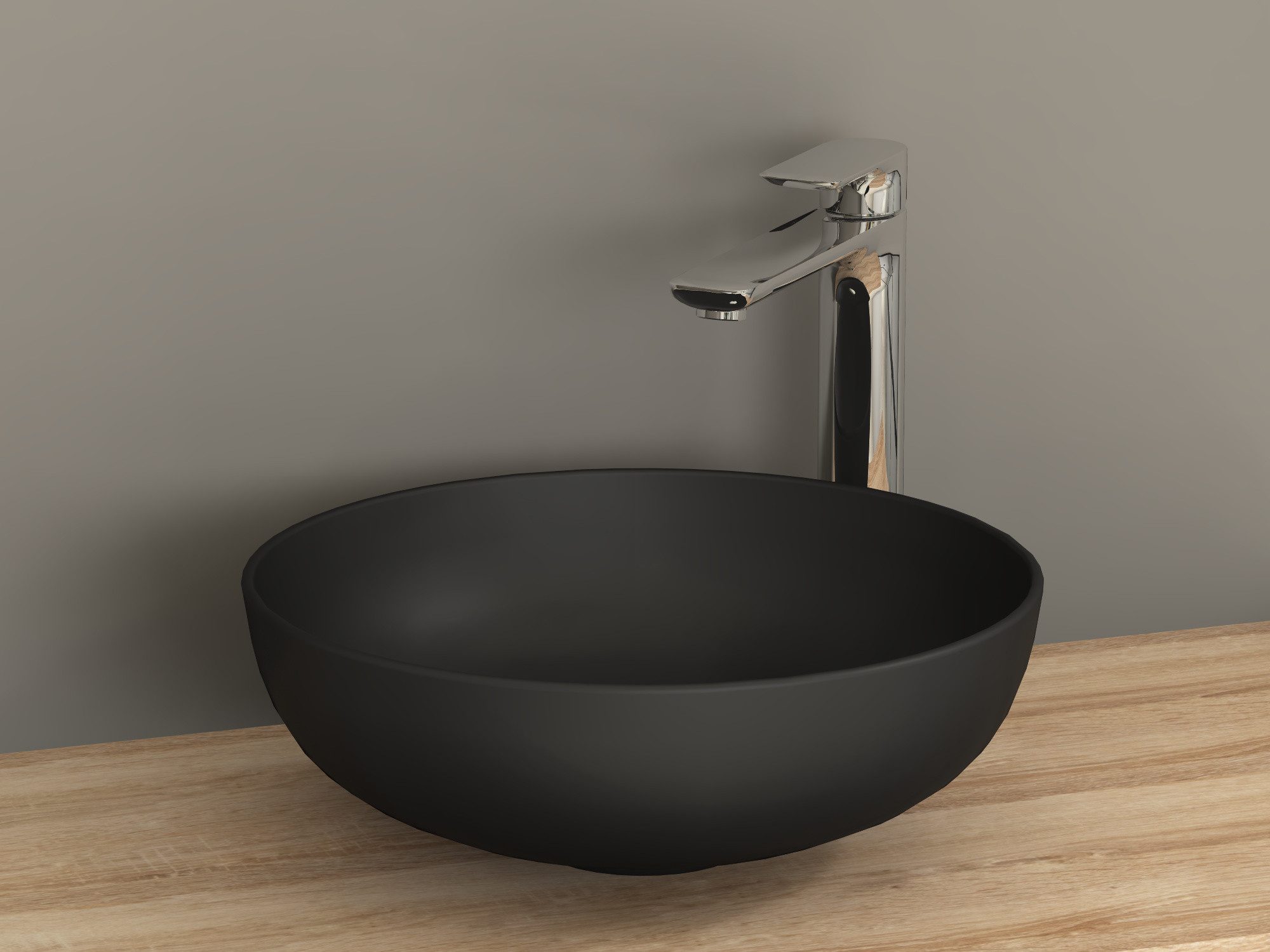 Aqua Bagno Aufsatzwaschbecken Waschschale rund schwarz matt Keramik freistehend modern