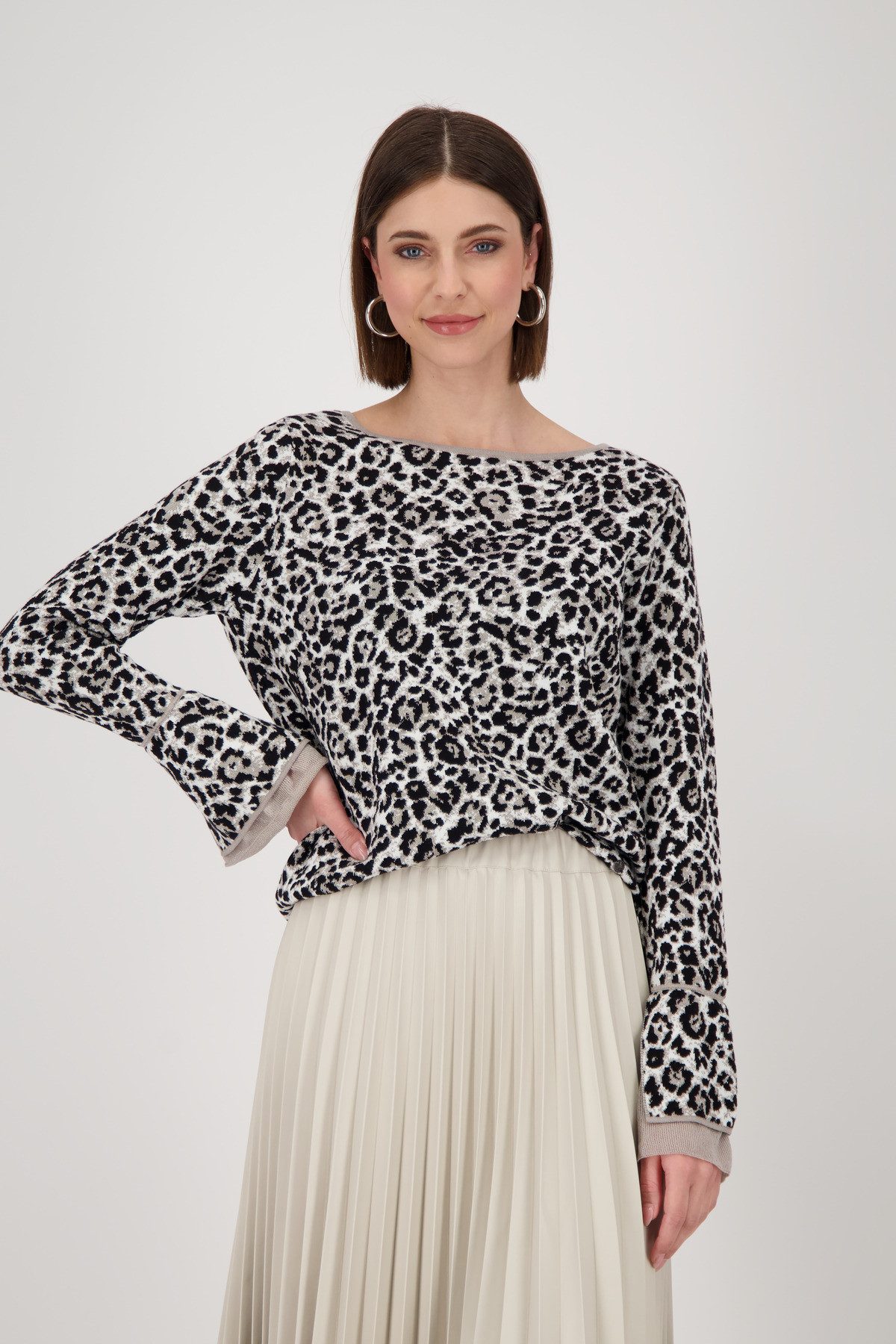 Monari Rundhalspullover Pullover Leo allover Mit günstig online kaufen
