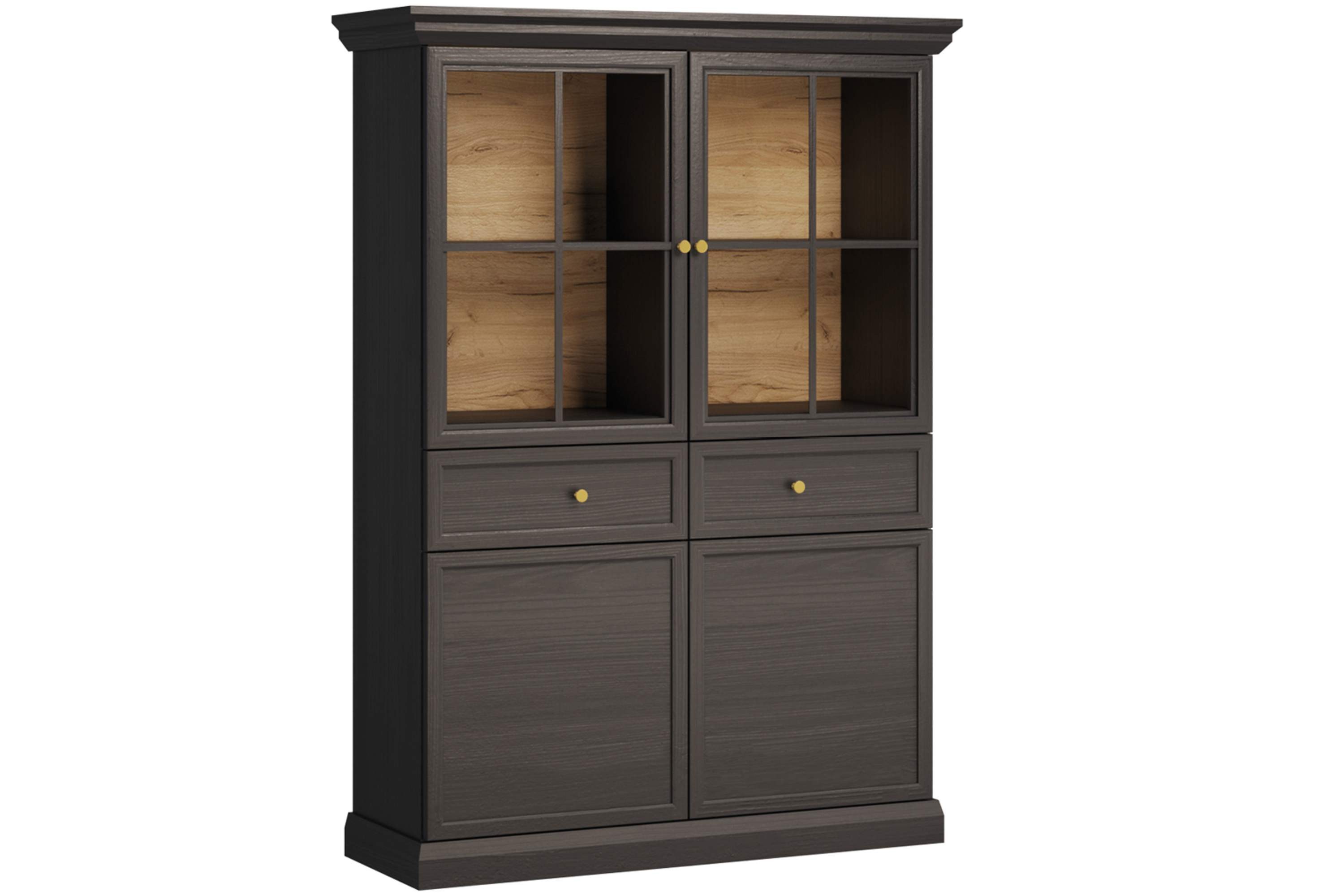 KONSIMO® Vitrine KATRIA Standvitrine, hergestellt in der EU, inklusive LED-Beleuchtung, Türen mit Push-to-Open