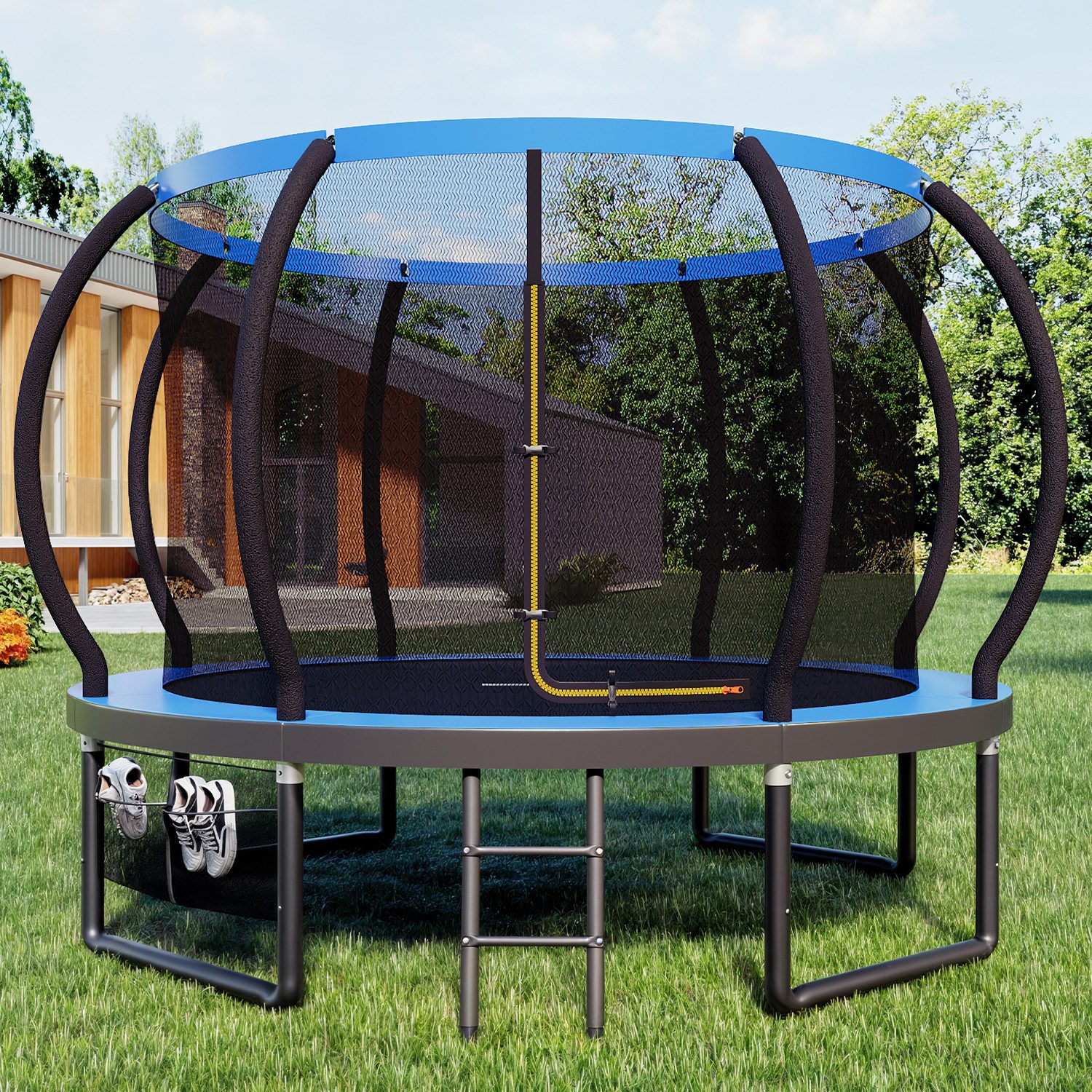 HOMALL Gartentrampolin Kindertrampolin Ø305/366, Gewicht 150kg, Ø 305 cm, (228 cm, Ø 228/305/366/427 cm, mit Sicherheitsnetz und Leiter, 360° Schutzgitter)