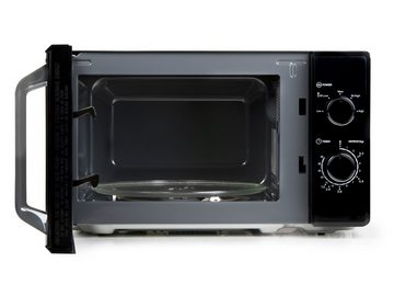 Domo Mikrowelle, 5 Kochprogramme, Auftaufunktion, Timer, 20 l, kleiner Retro Mikrowellenherd & Abdeckhaube, Design in Schwarz
