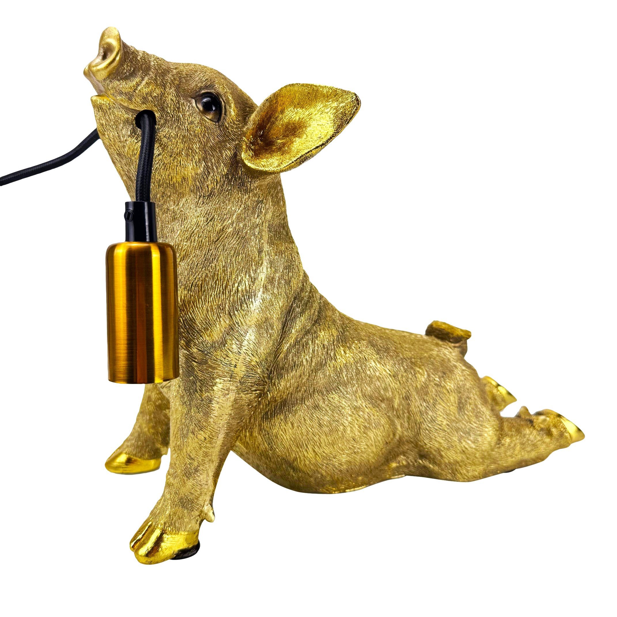 Online-Fuchs Tischleuchte - imposante Dekolampe goldenes Schwein für Wohnzi günstig online kaufen