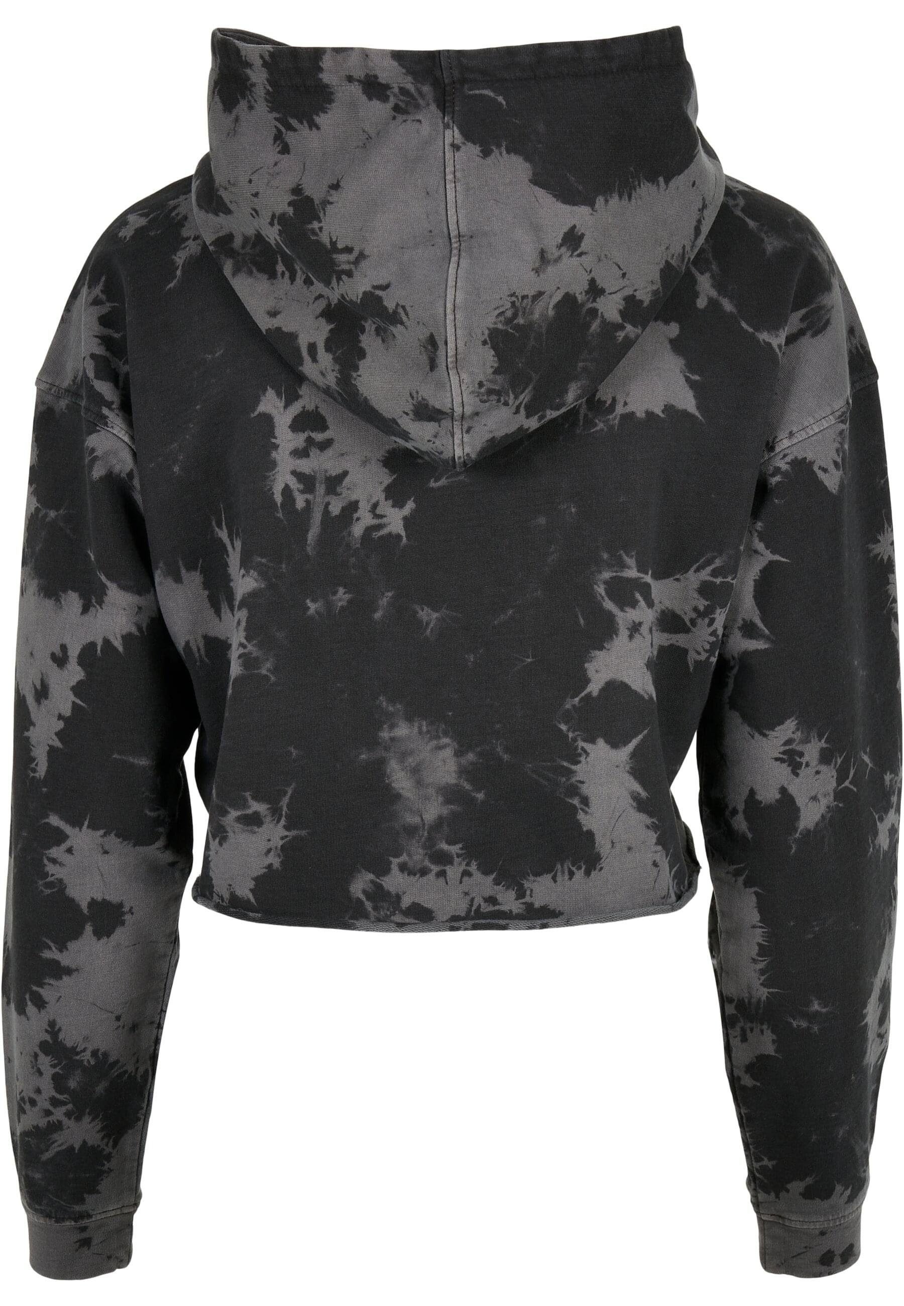 Kapuzenpullover black/grey Short Ladies URBAN (1-tlg) Hoody Bleached Oversized Damen CLASSICS