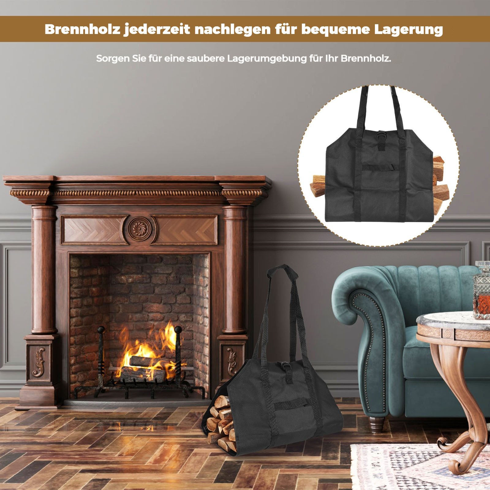 BlingBin Kaminholzkorb Kaminholztasche Offen, Tragbarer Brennholztasche mit günstig online kaufen