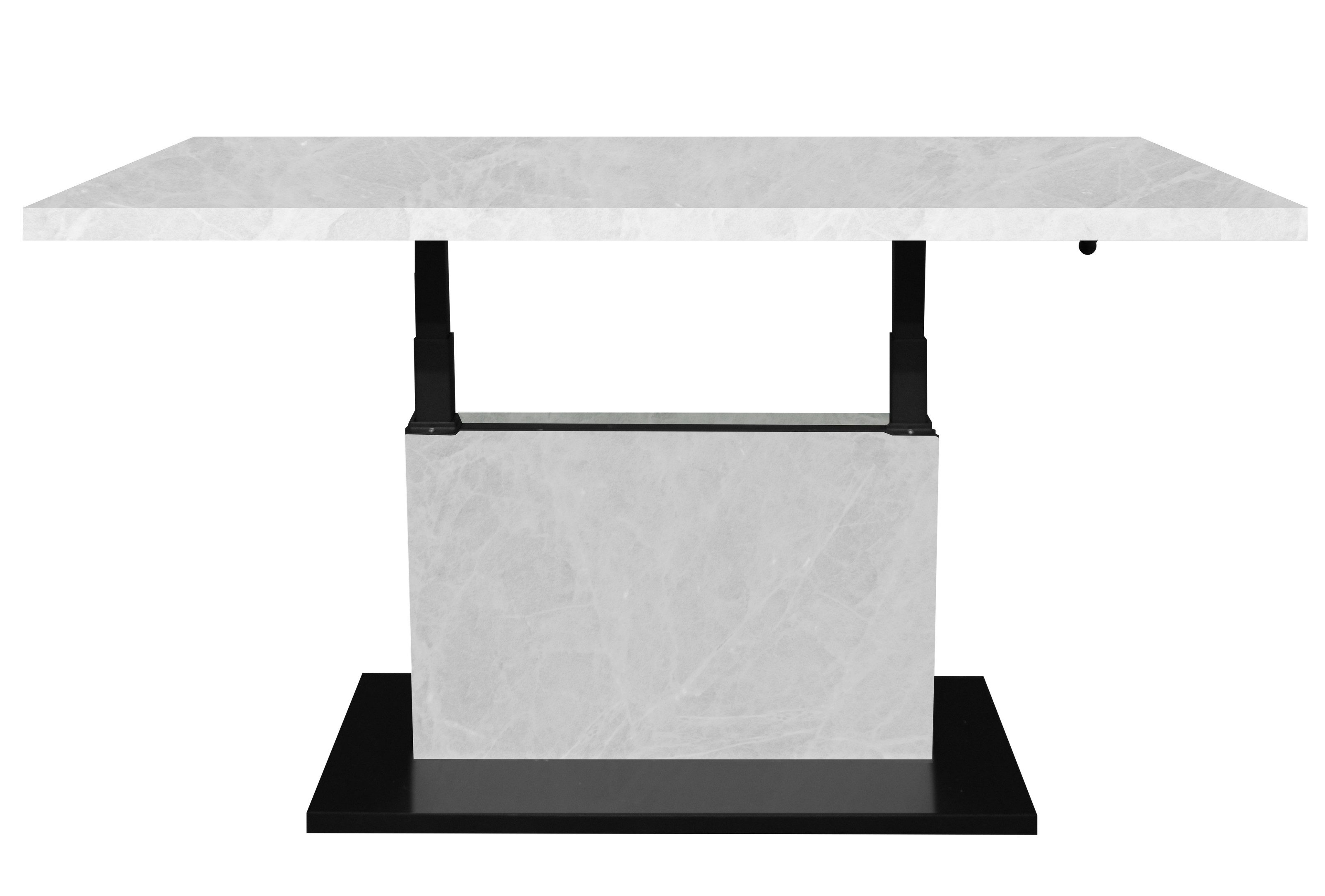 freiraum Couchtisch Lift, höhenverstellbar, keramik optik weiß / schwarz - 120x49/68x70 (BxHxT)