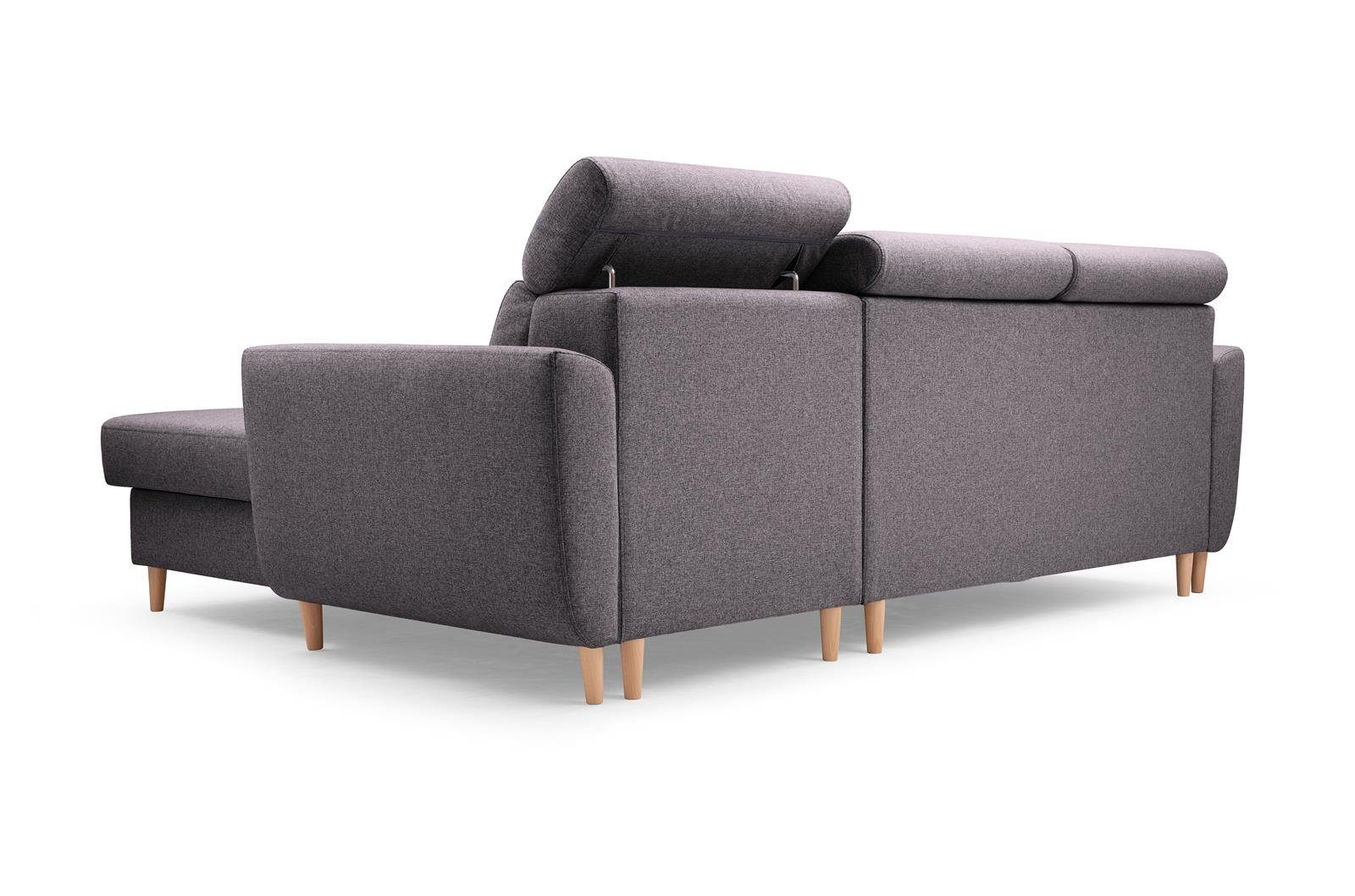 Sofa mit Schlaffunktion Beautysofa Ecksofa universelle dunkelgrau GUSTAW Modern Couch Ecksofa