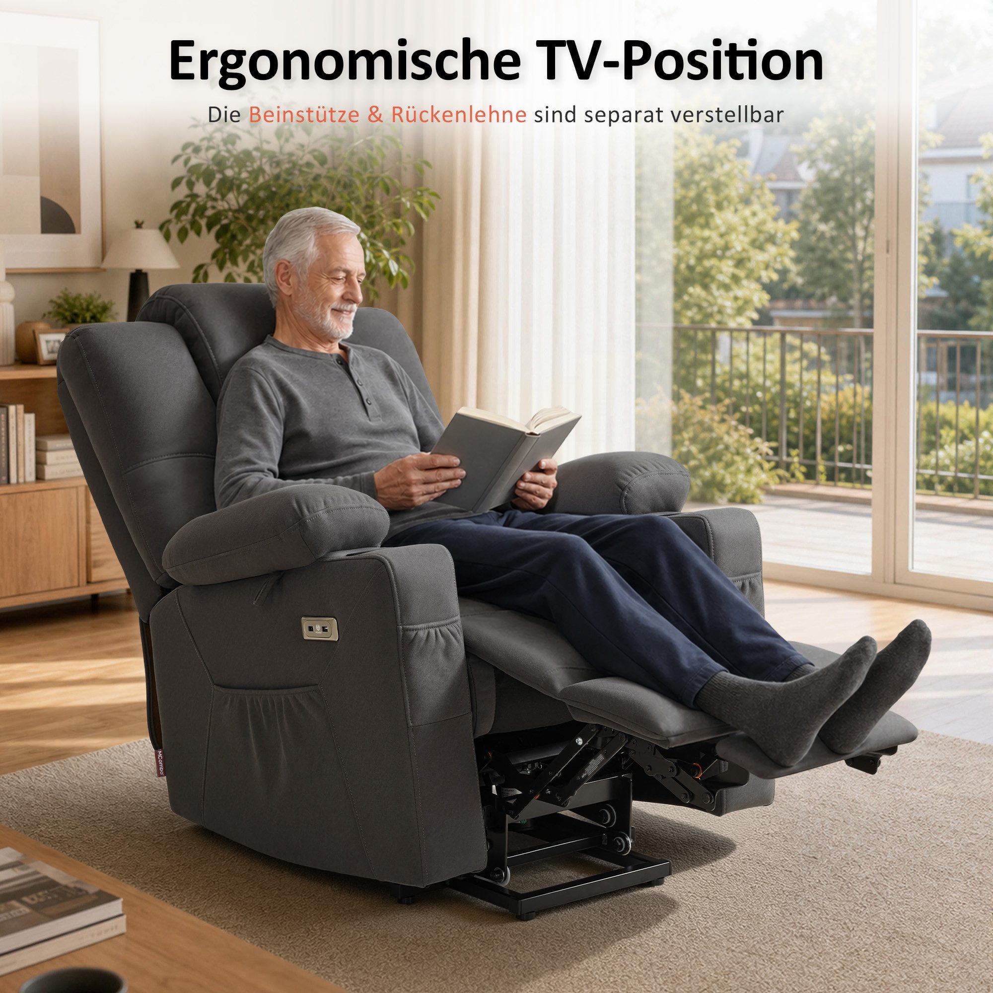MCombo Relaxsessel M MCombo elektrische Aufstehhilfe Relaxsessel 2 Motoren 7565, mit Relaxfunktion – Bild 2 von 5
