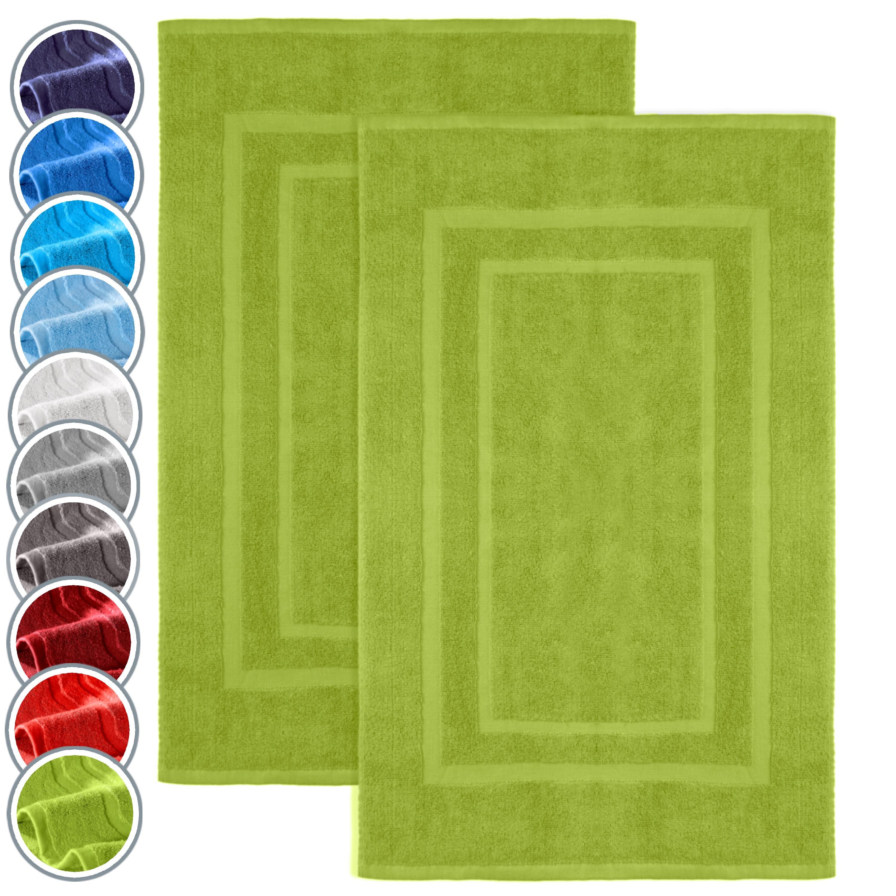 NatureMark Badematte 2er-Set Badvorleger 50x80cm, strapazierfähig, Baumwolle, rechteckig, Badematte 2-tlg., Duschmatte Duschvorleger, Premium Qualität, 50x80cm, Apfel grün