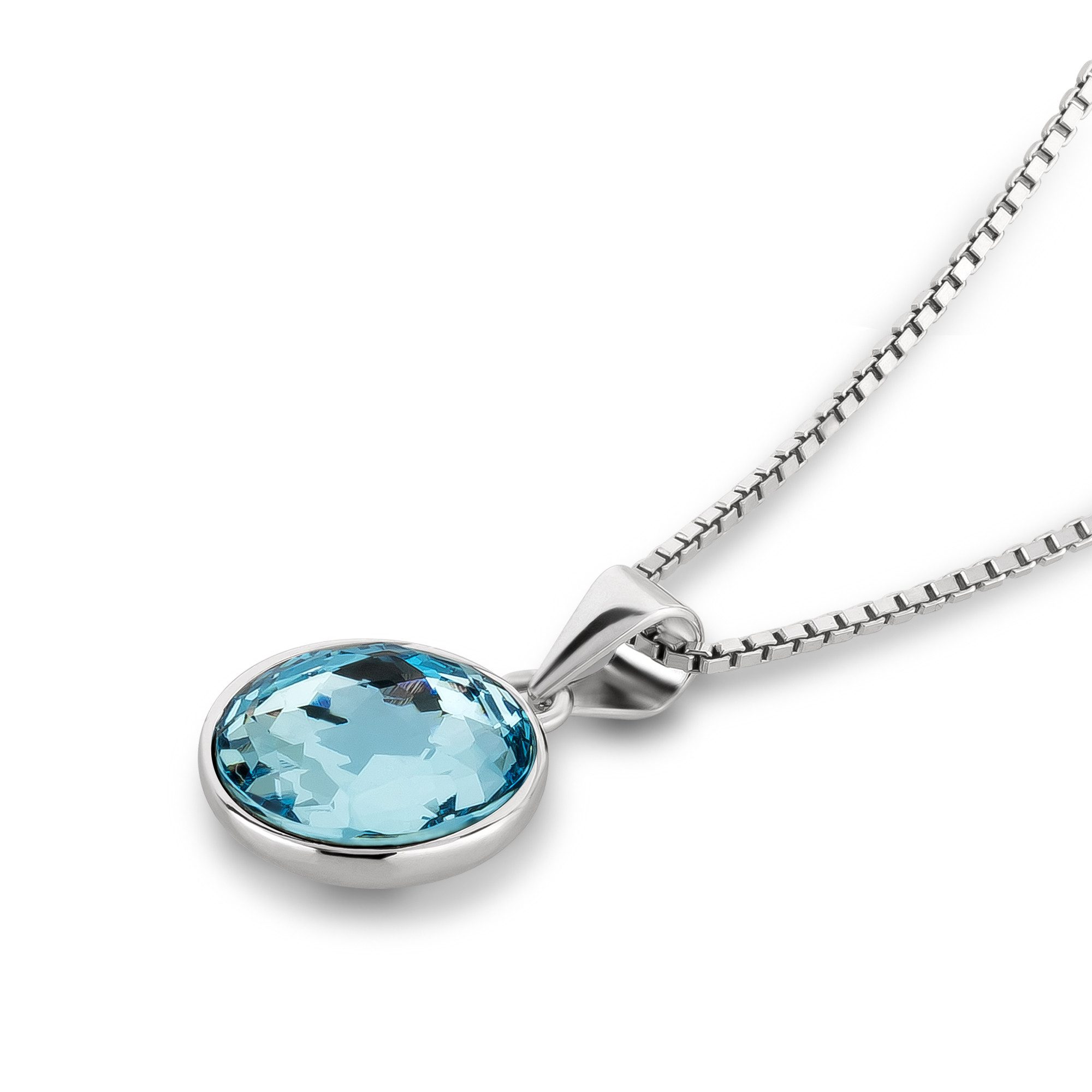 Schöner-SD Kette mit Anhänger runder Kristallanhänger 925 Silber Halskette günstig online kaufen