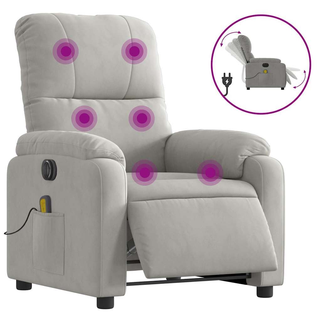 vidaXL Sessel Massagesessel Elektrisch Hellgrau Mikrofasergewebe günstig online kaufen